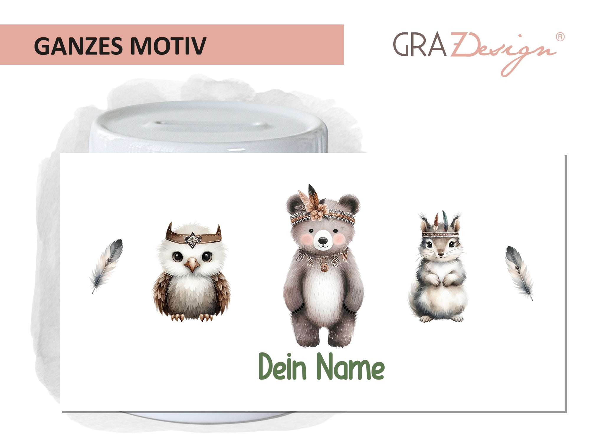 Spardose Bärenfreunde mit Federn