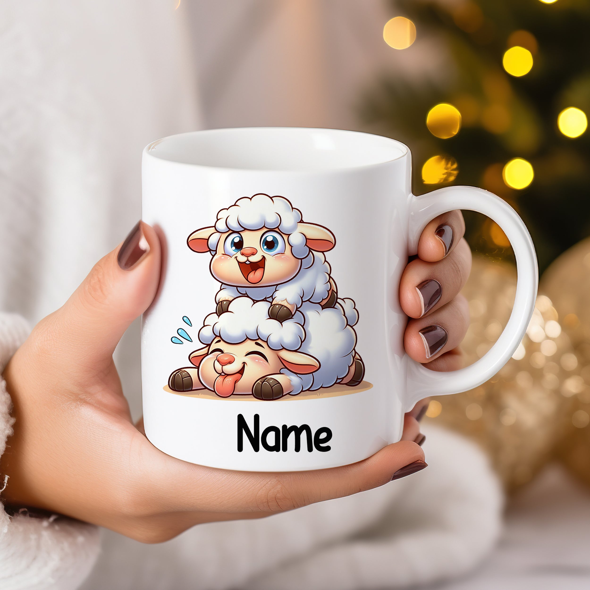 Tasse mit lustigen Schafen