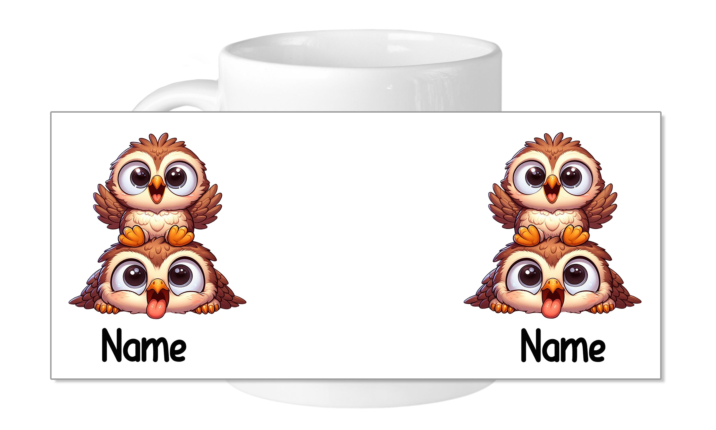 Tasse mit zwei süßen Eulen