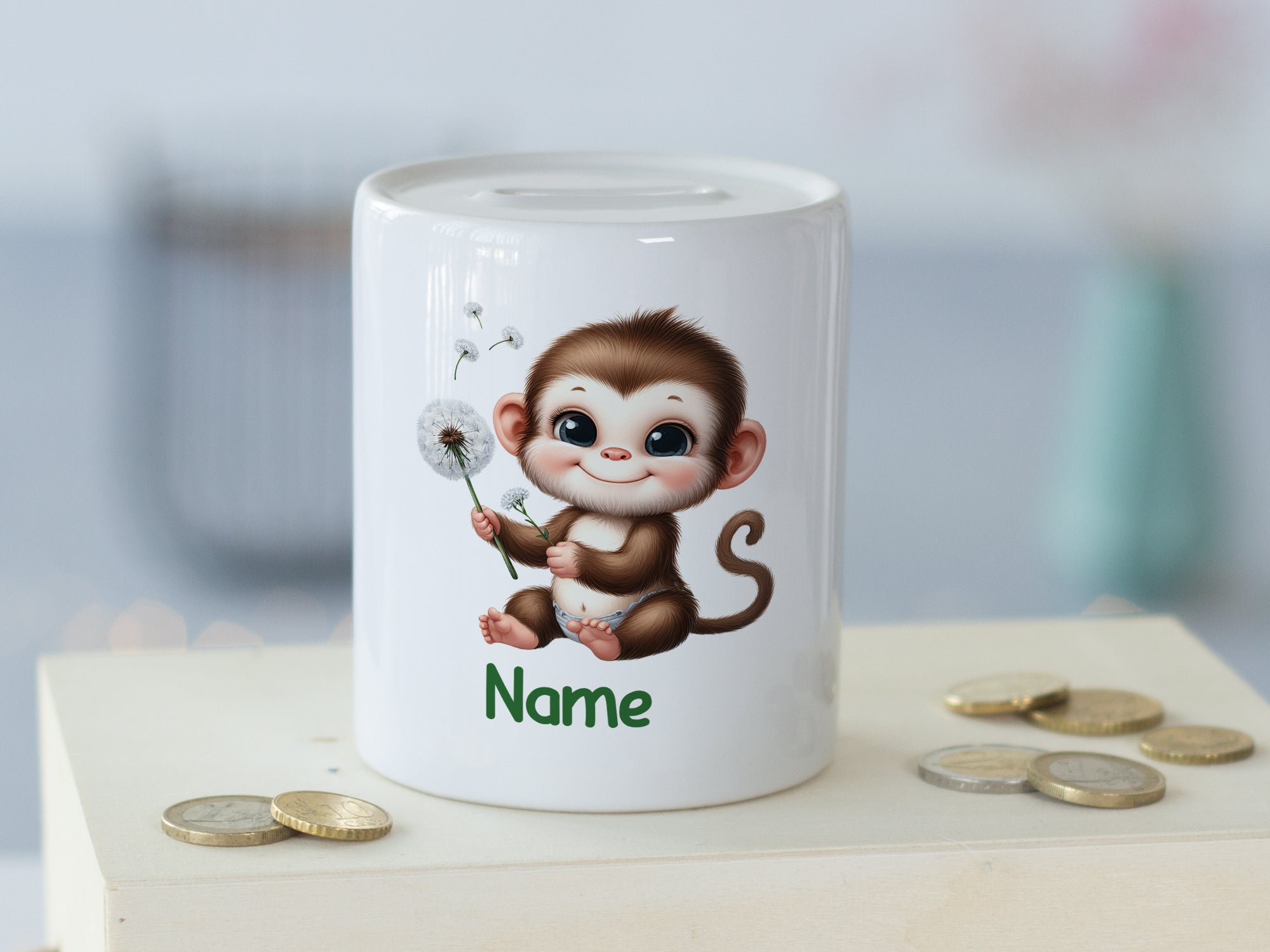 Spardose mit frechem Affen