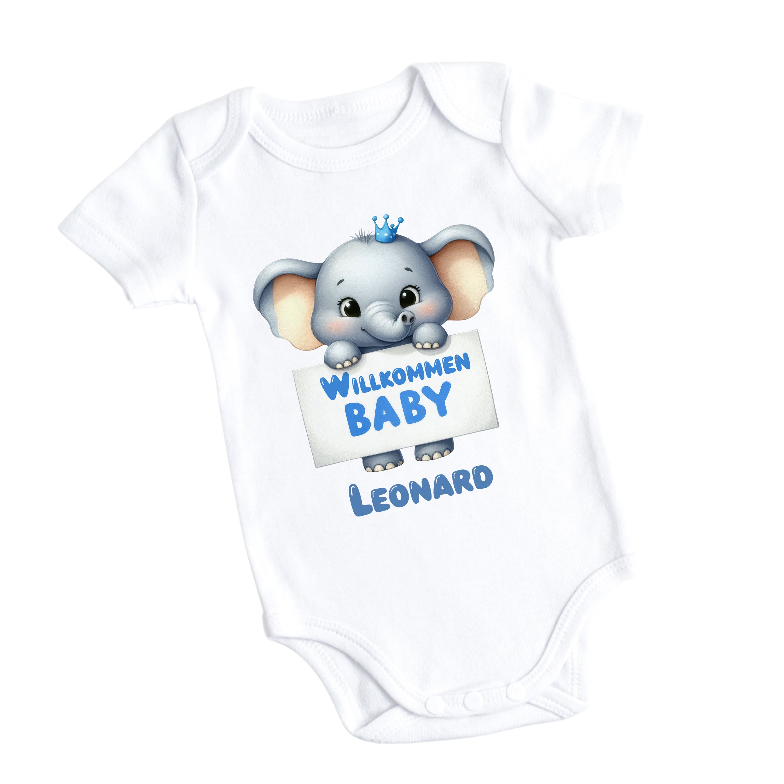 Babybody mit Elefant - Willkommen, kleiner Leonard!