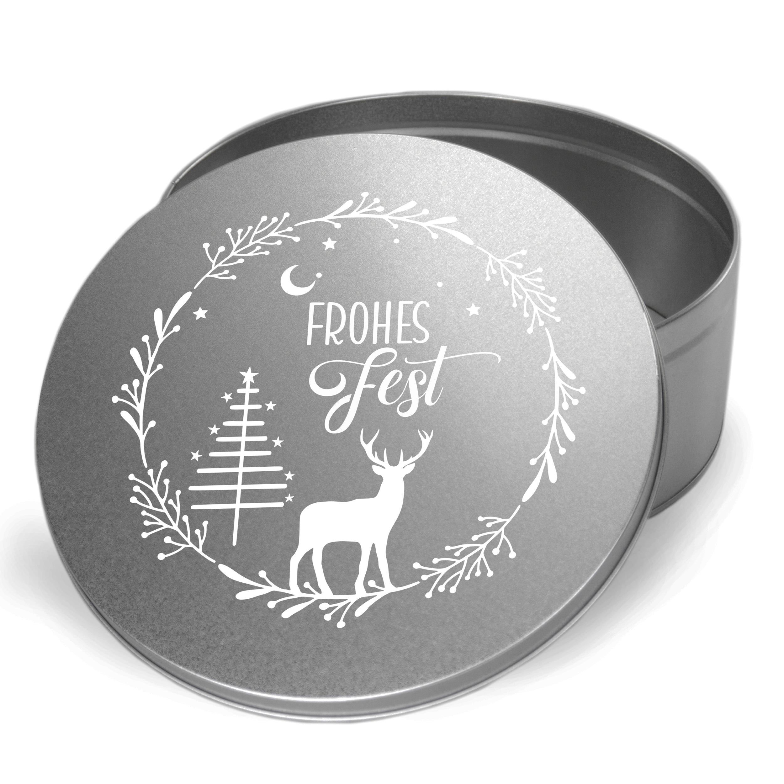 Keksdose mit Weihnachtsmotiv - Frohes Fest für besinnliche Momente