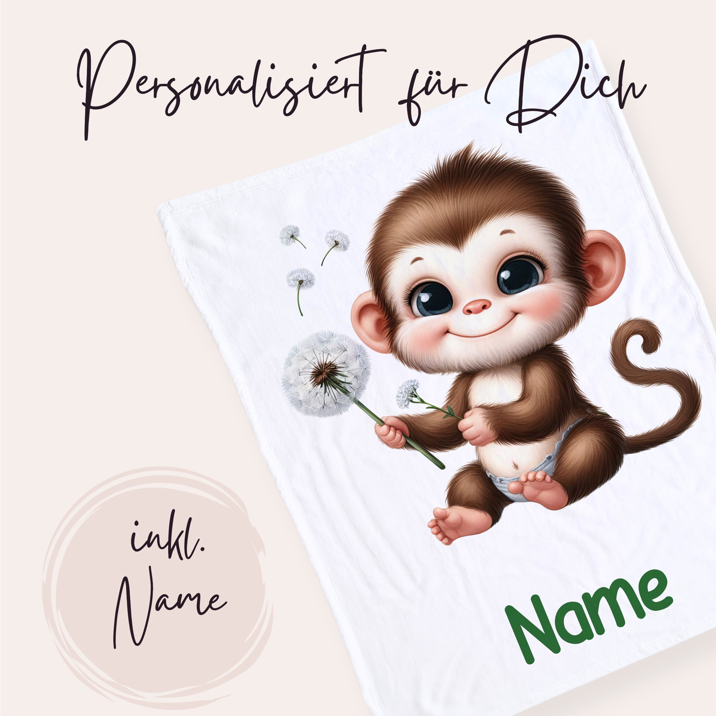 Babydecke mit süßem Affenmotiv
