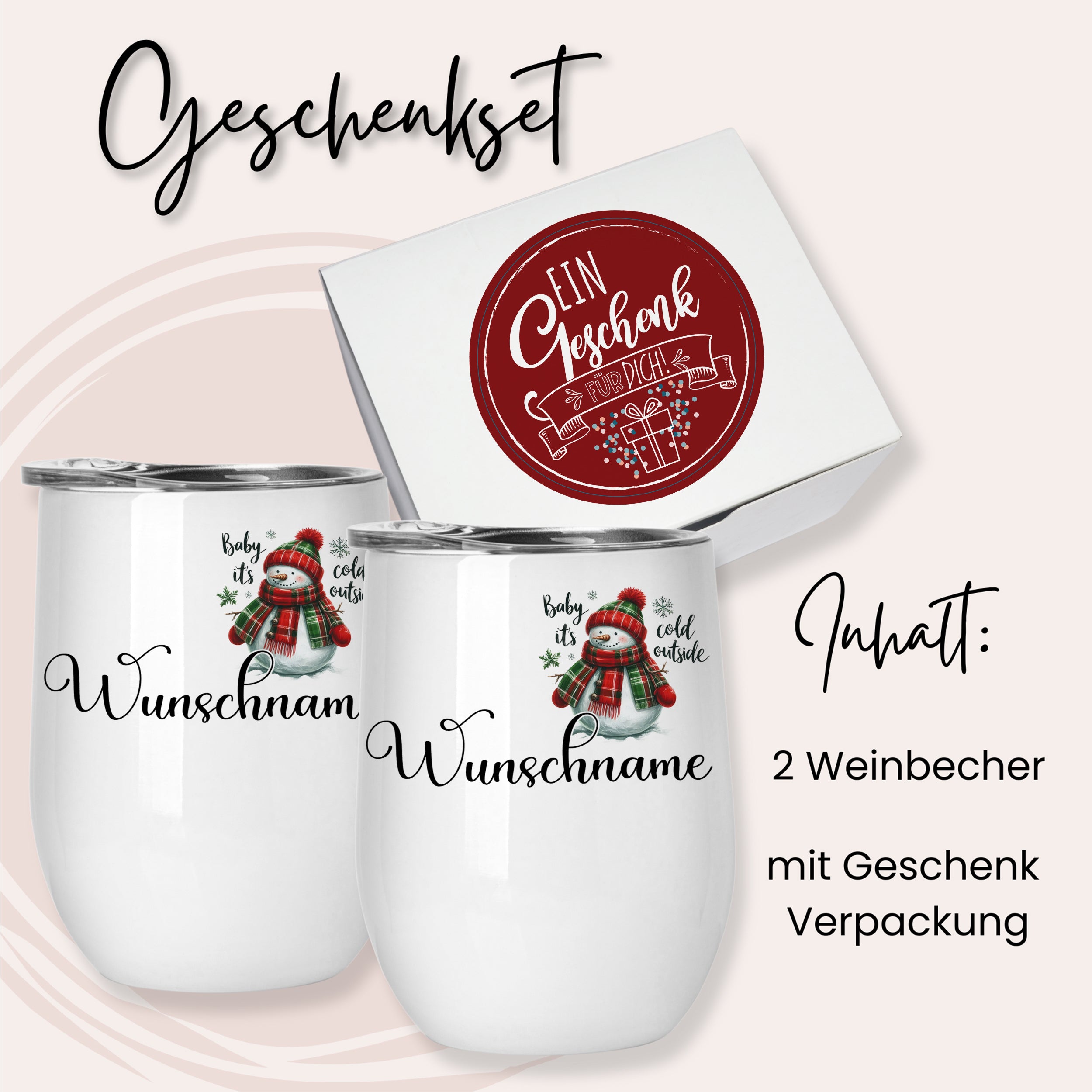 Zwei Glühweinbecher Set mit Weihnachtsmannmotiv