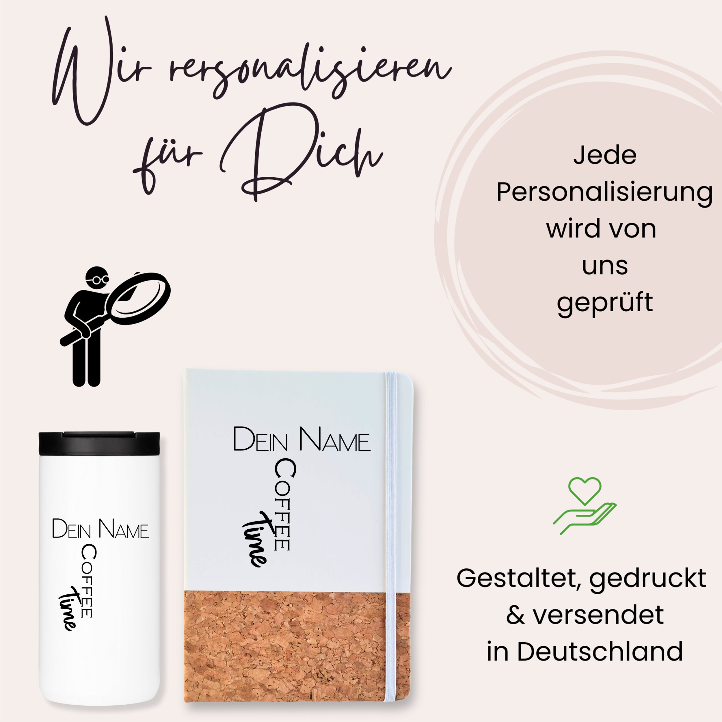 Kaffeebecher mit Notizbuch - Coffee Time