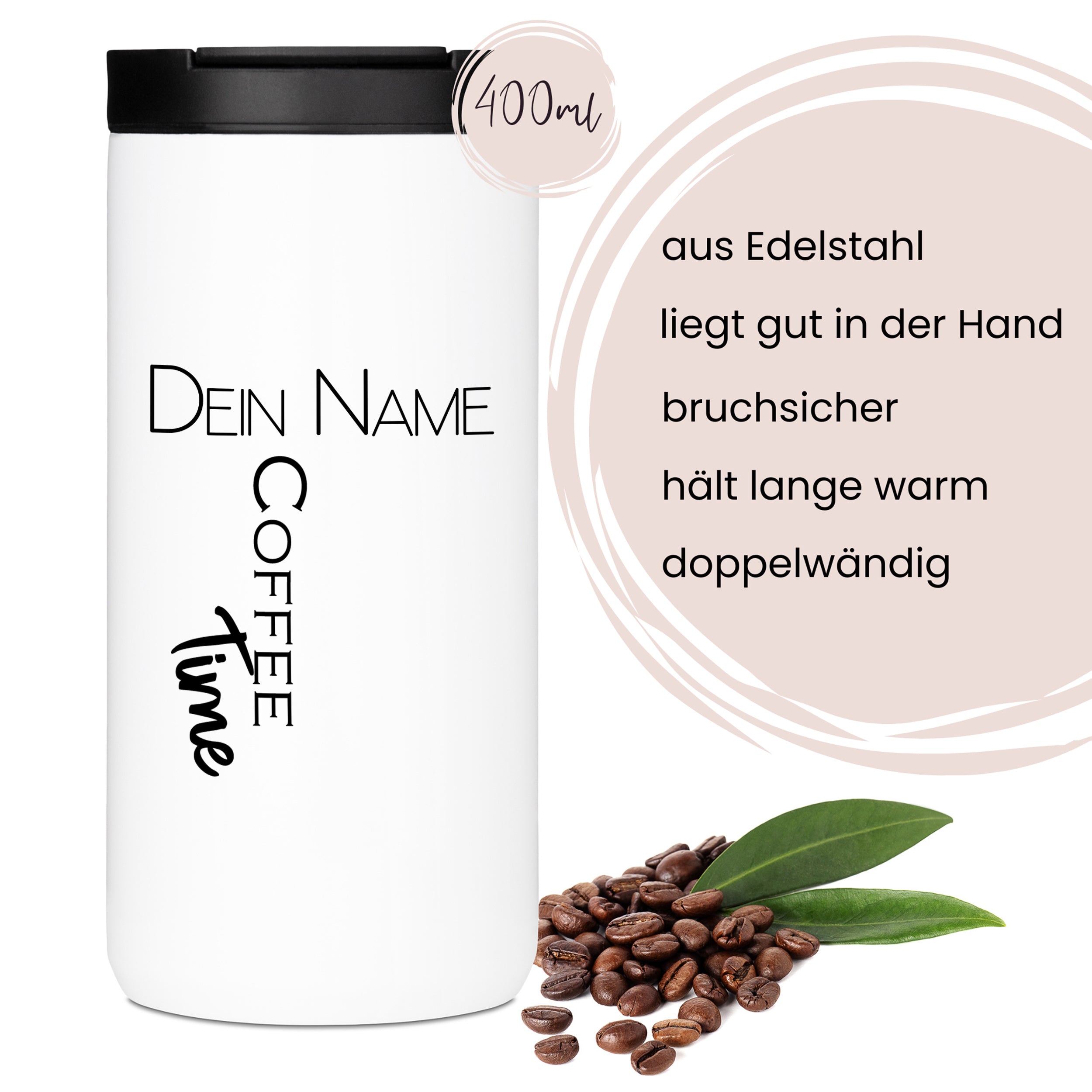 Kaffeebecher mit Notizbuch - Coffee Time