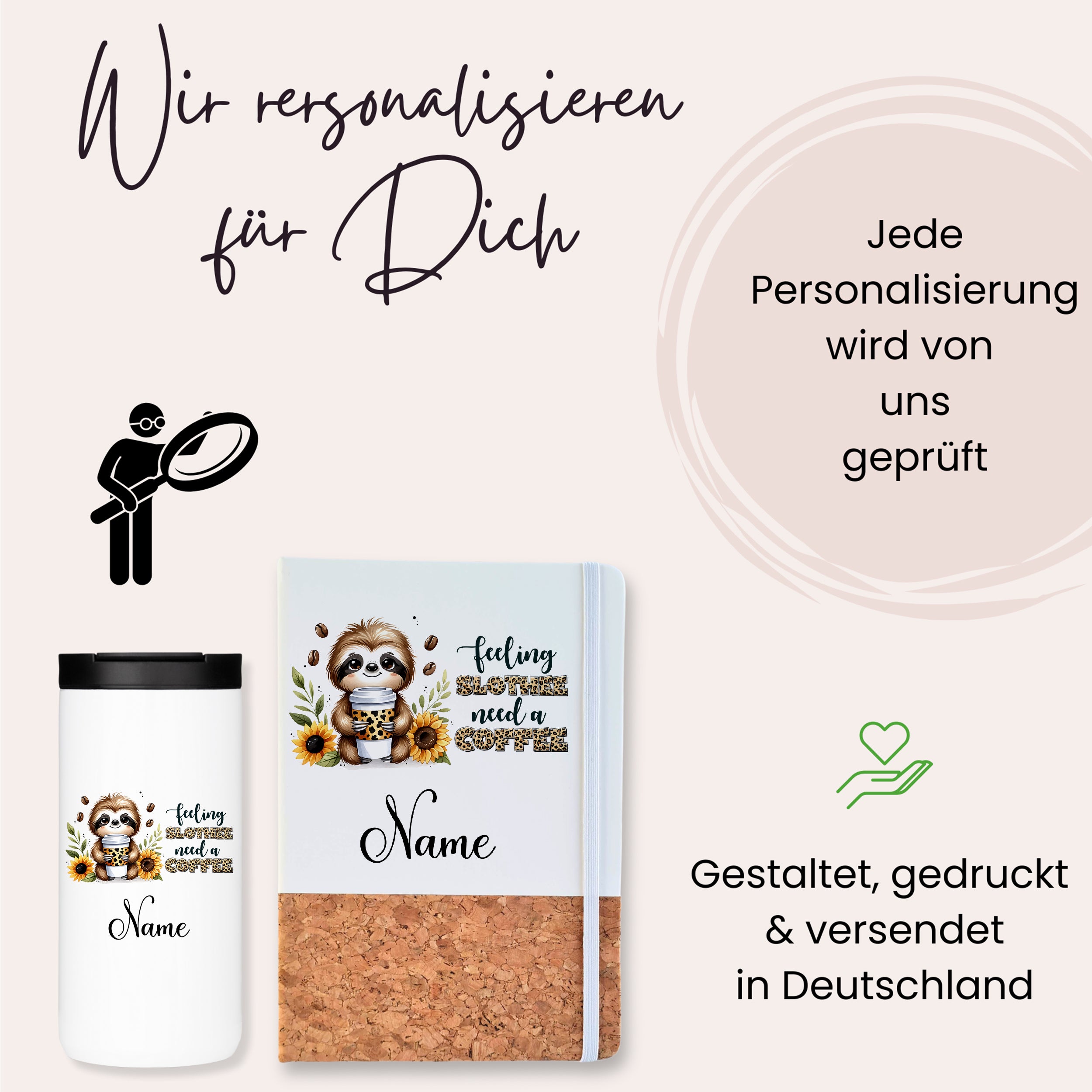 Kaffeebecher mit Notizbuch - Für Sloth-Liebhaber