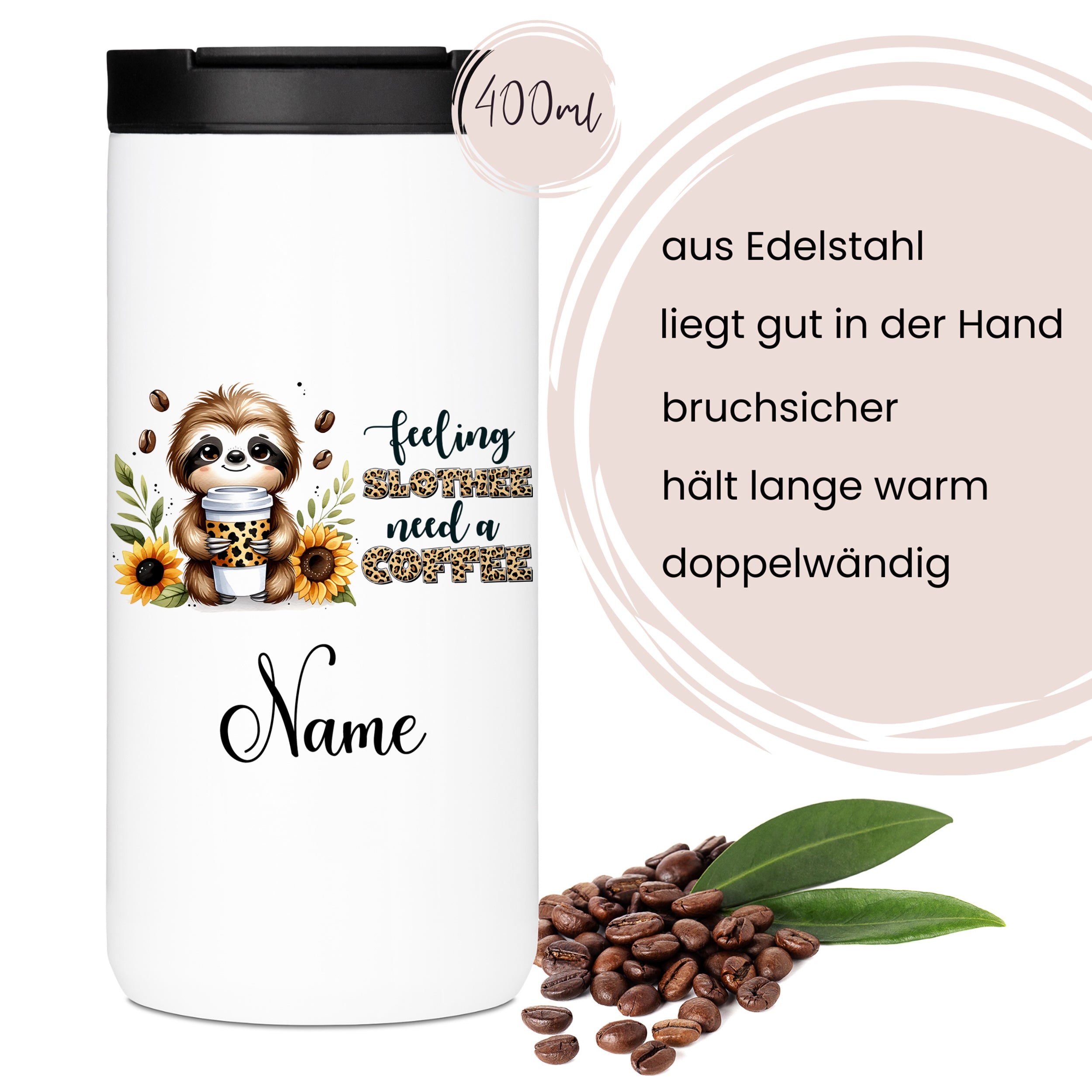 Kaffeebecher mit Notizbuch - Für Sloth-Liebhaber