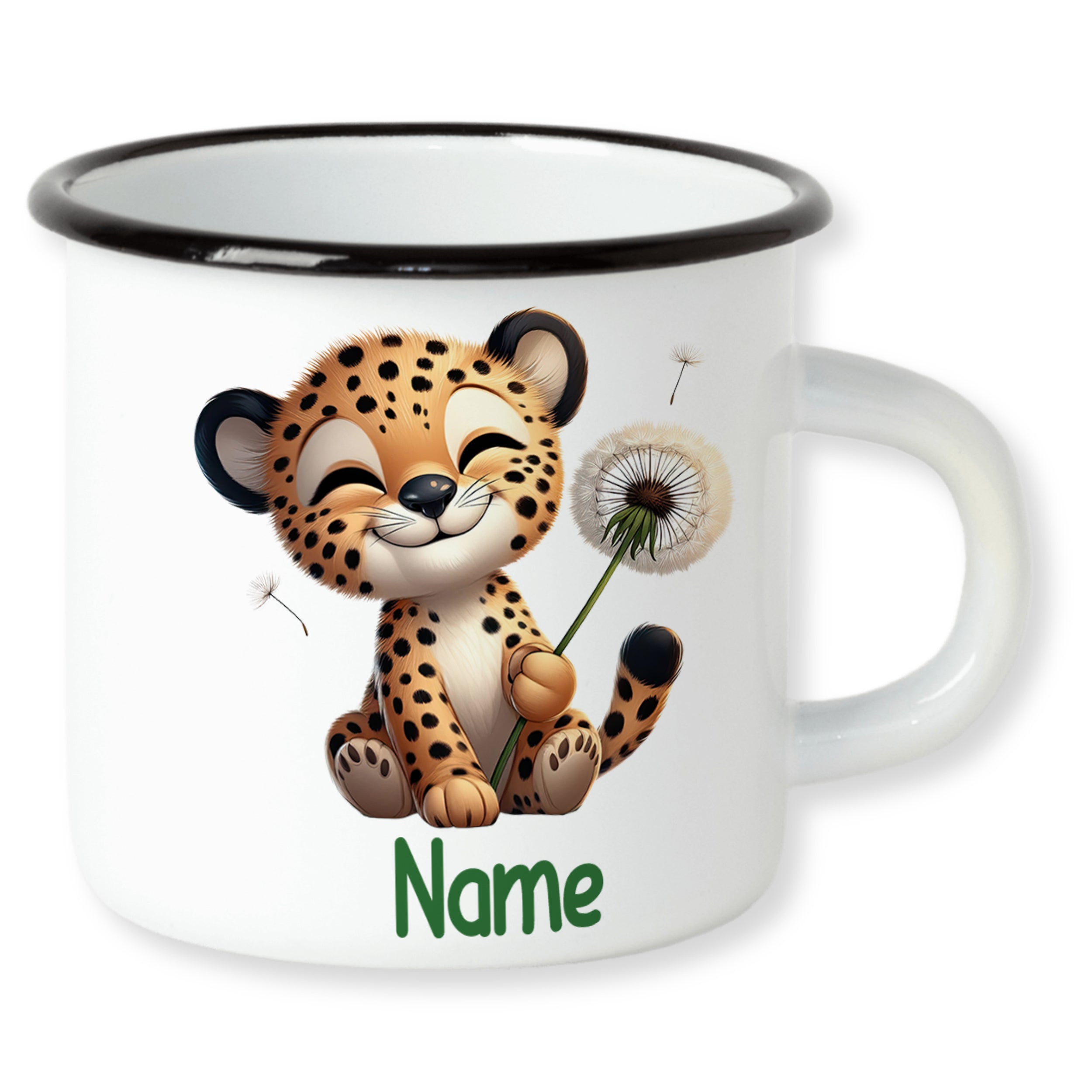 Emaillebecher Leopard
