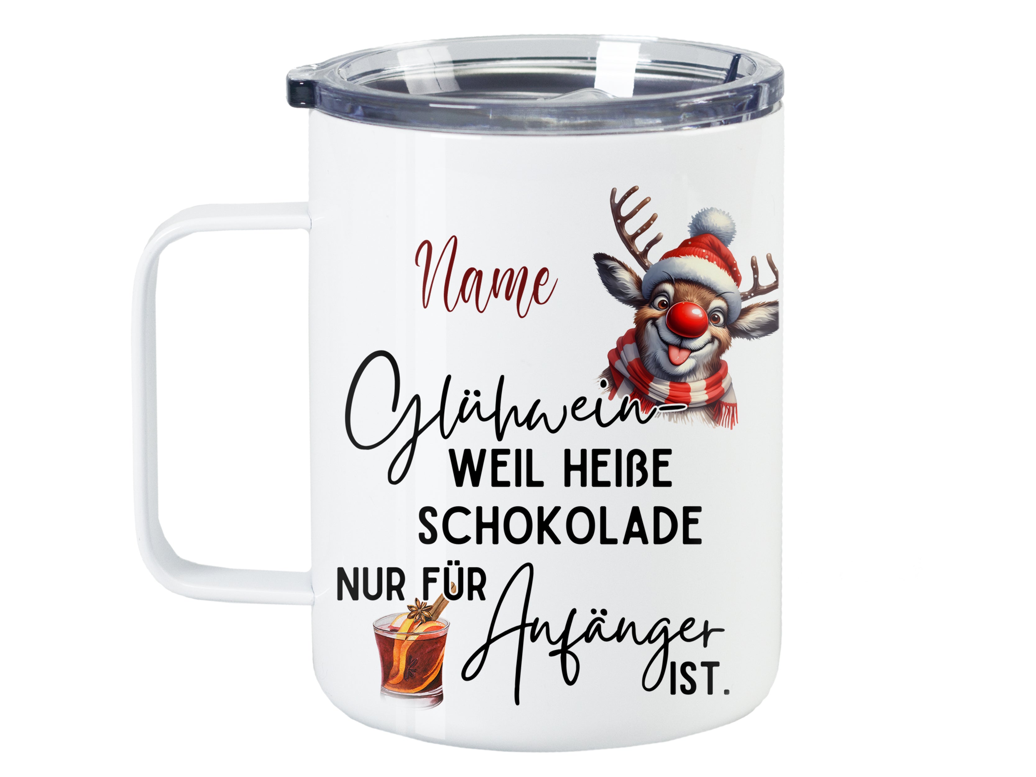 Wanderbecher mit Rentier-Motiv