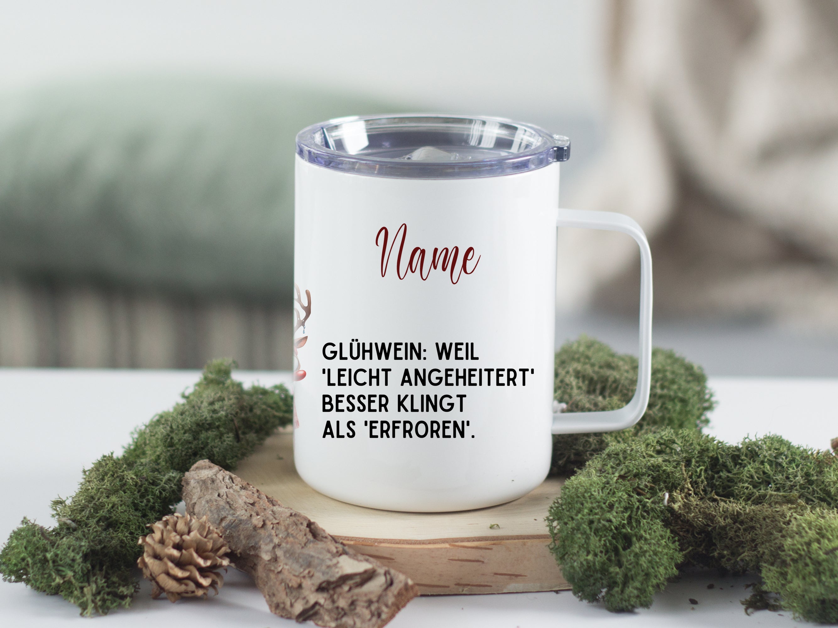 Wanderbecher mit Glühwein-Spruch - Für frohe Winterabende