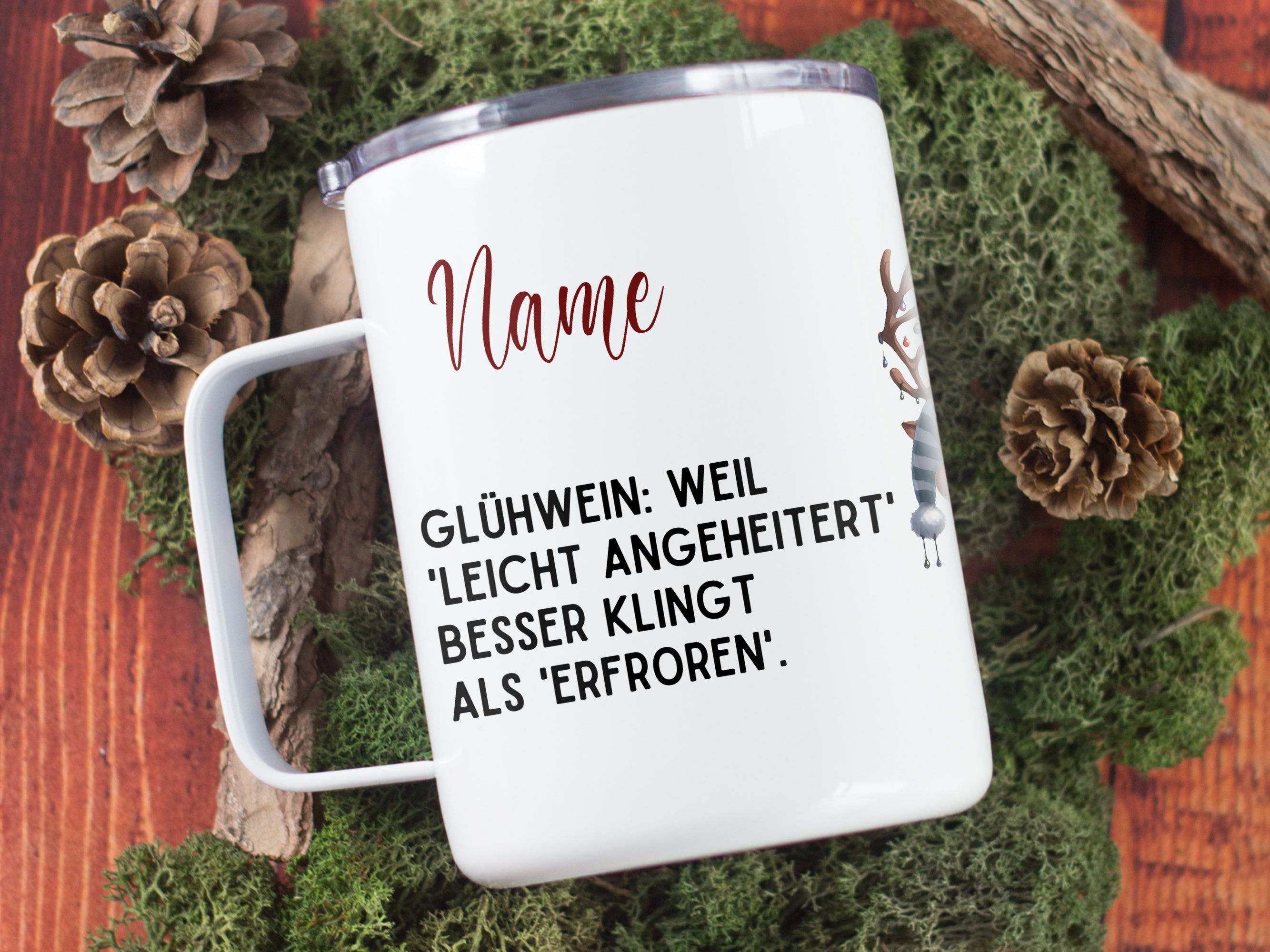 Wanderbecher mit Glühwein-Spruch - Für frohe Winterabende