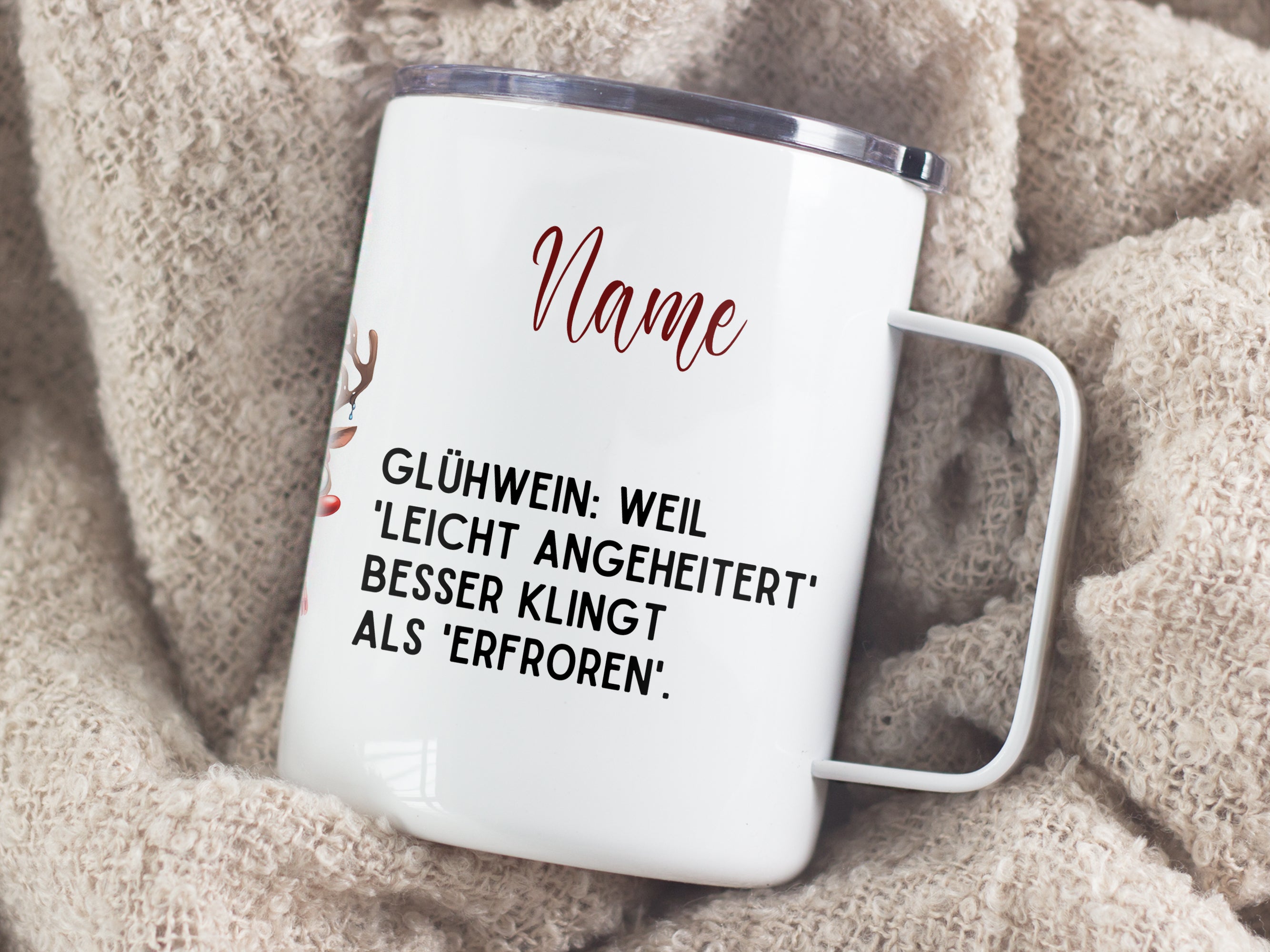 Wanderbecher mit Glühwein-Spruch - Für frohe Winterabende