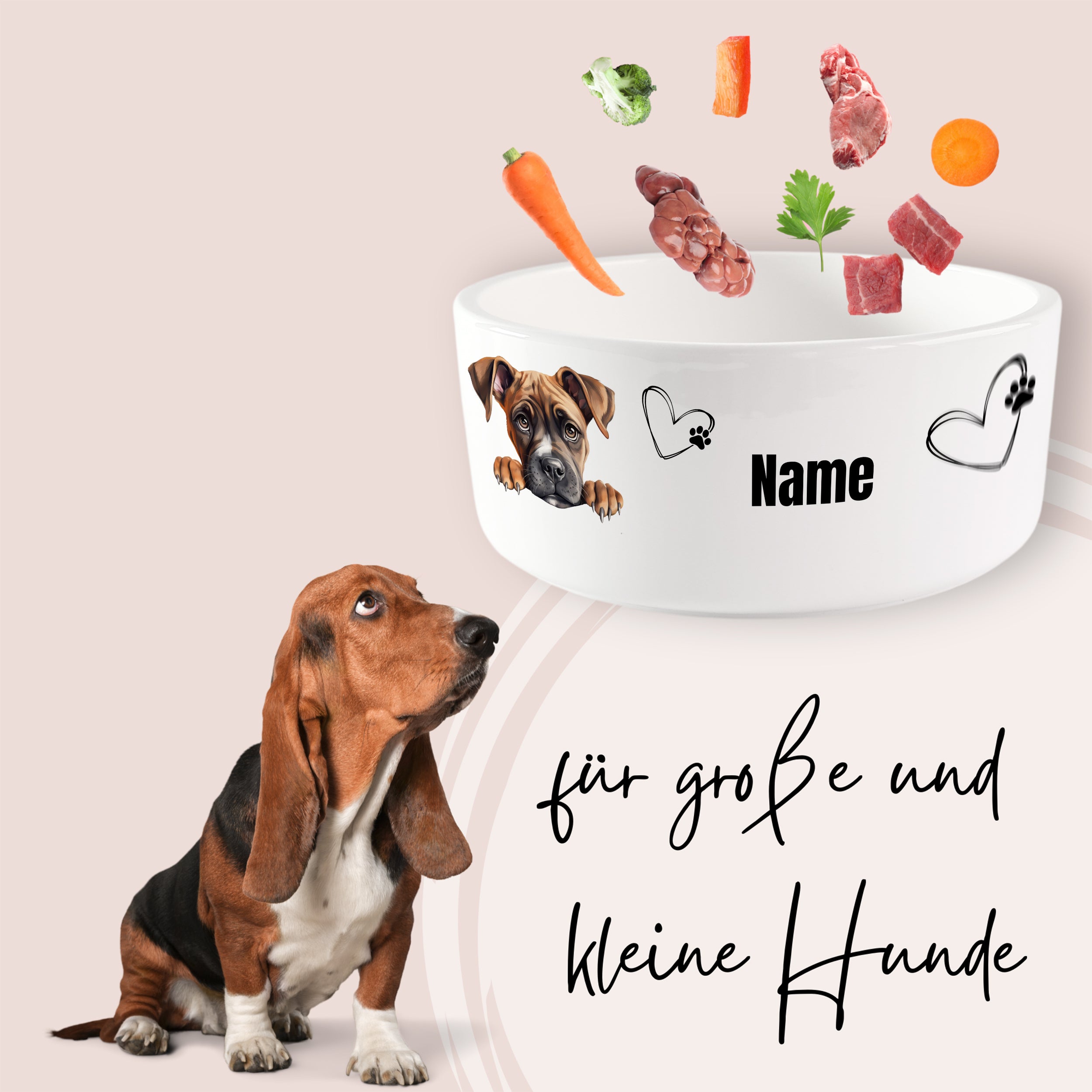 Hunde-Napf mit Namen, für große und kleine Hunde.
