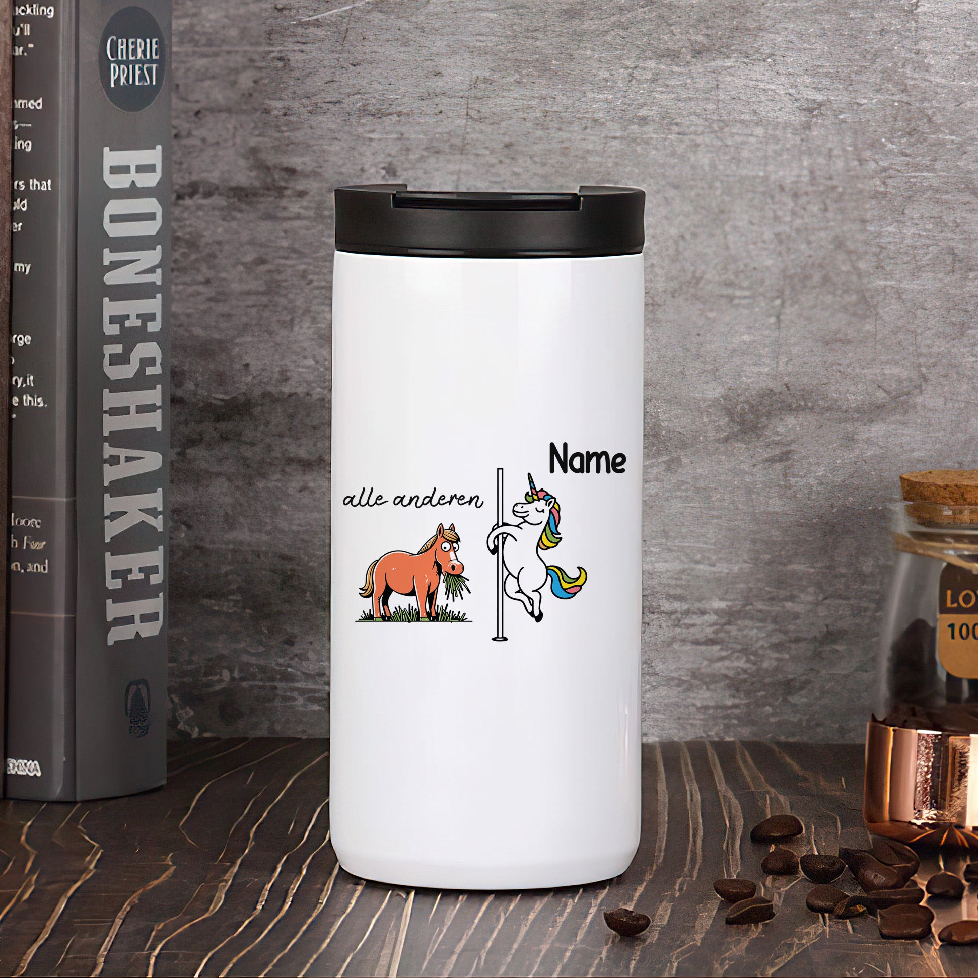 Kaffeebecher mit Einhorn und Pferd