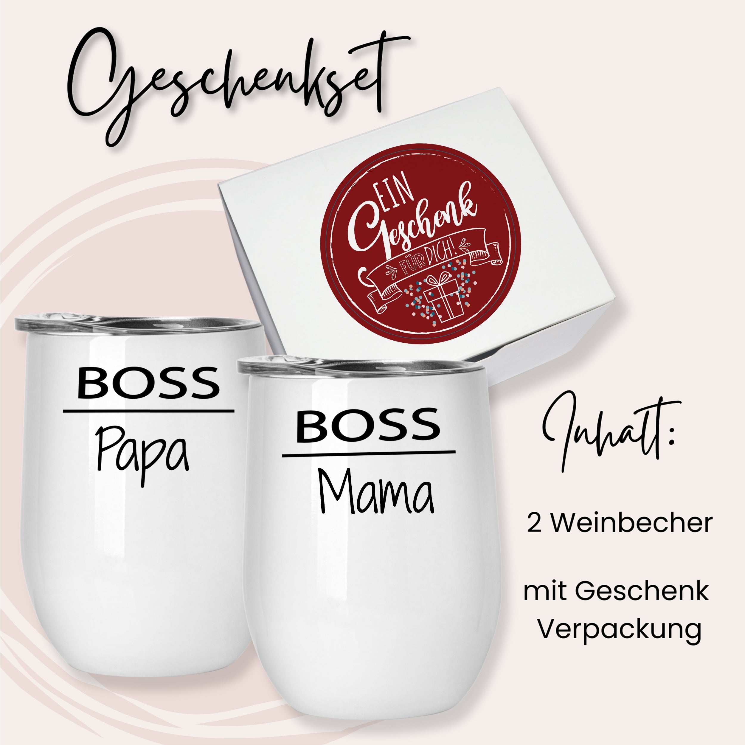 Weinbecher Set mit besonderen Botschaften - Für die besten Eltern