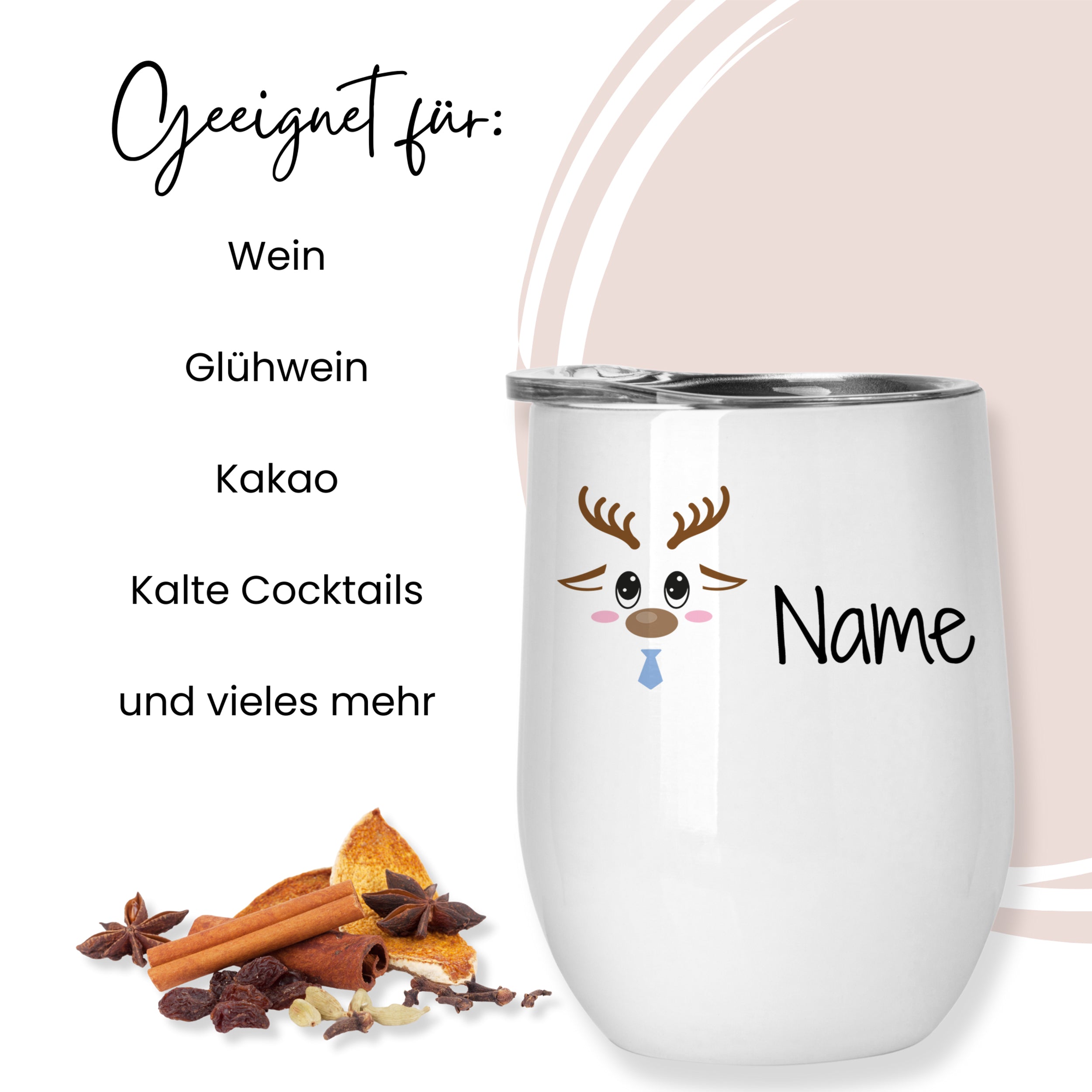 Weinbecher Set mit Rentier-Motiv - Fröhliche Feste feiern