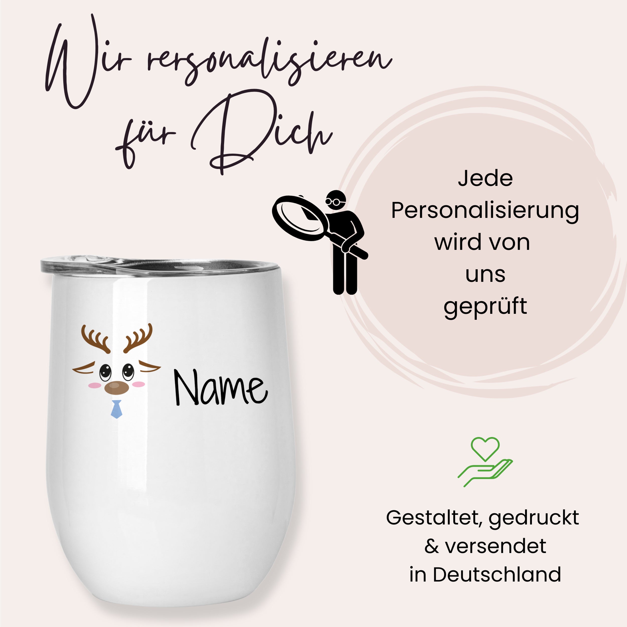 Weinbecher Set mit Rentier-Motiv - Fröhliche Feste feiern