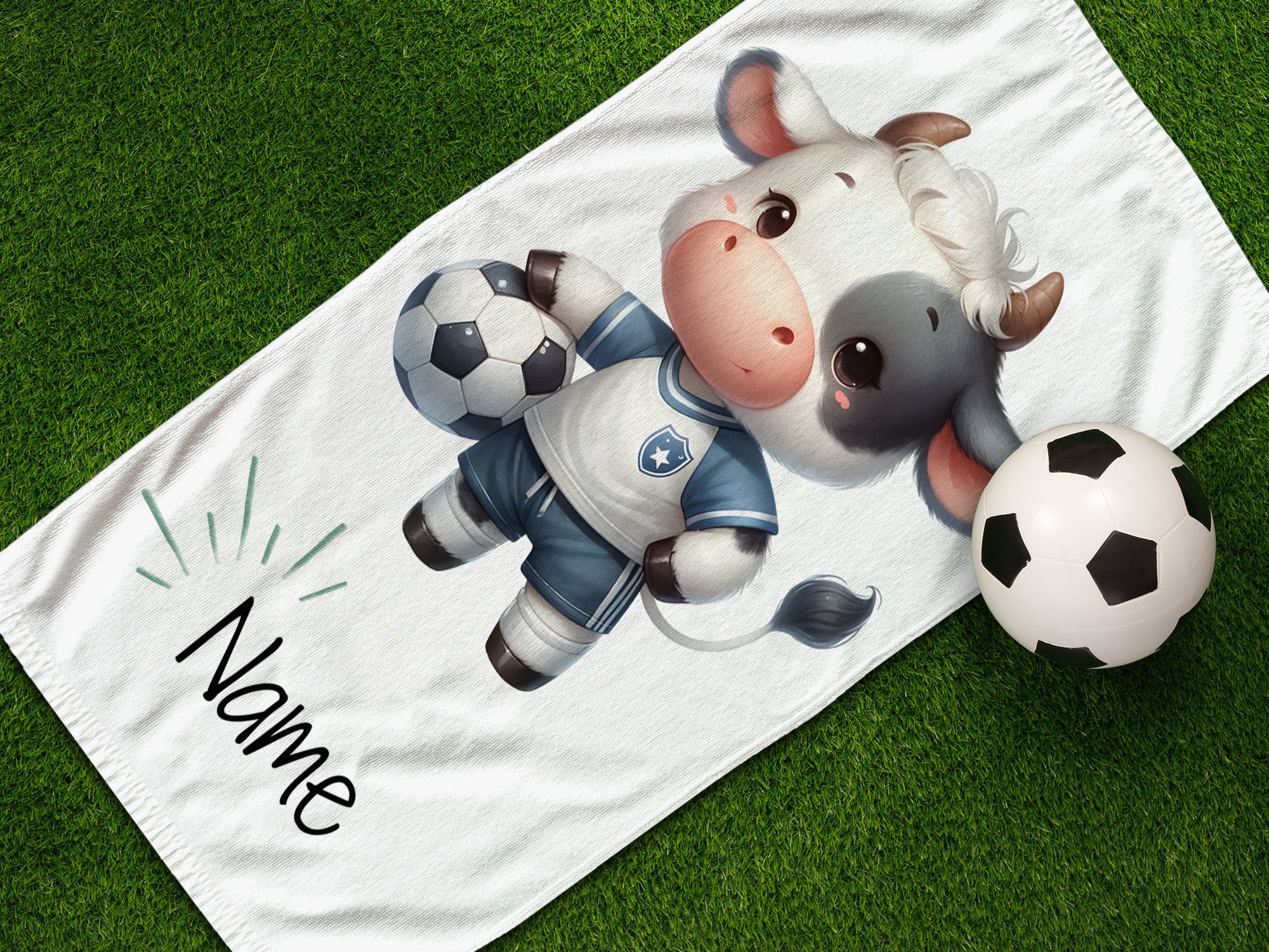 Handtuch mit niedlicher Fußball-Kuh