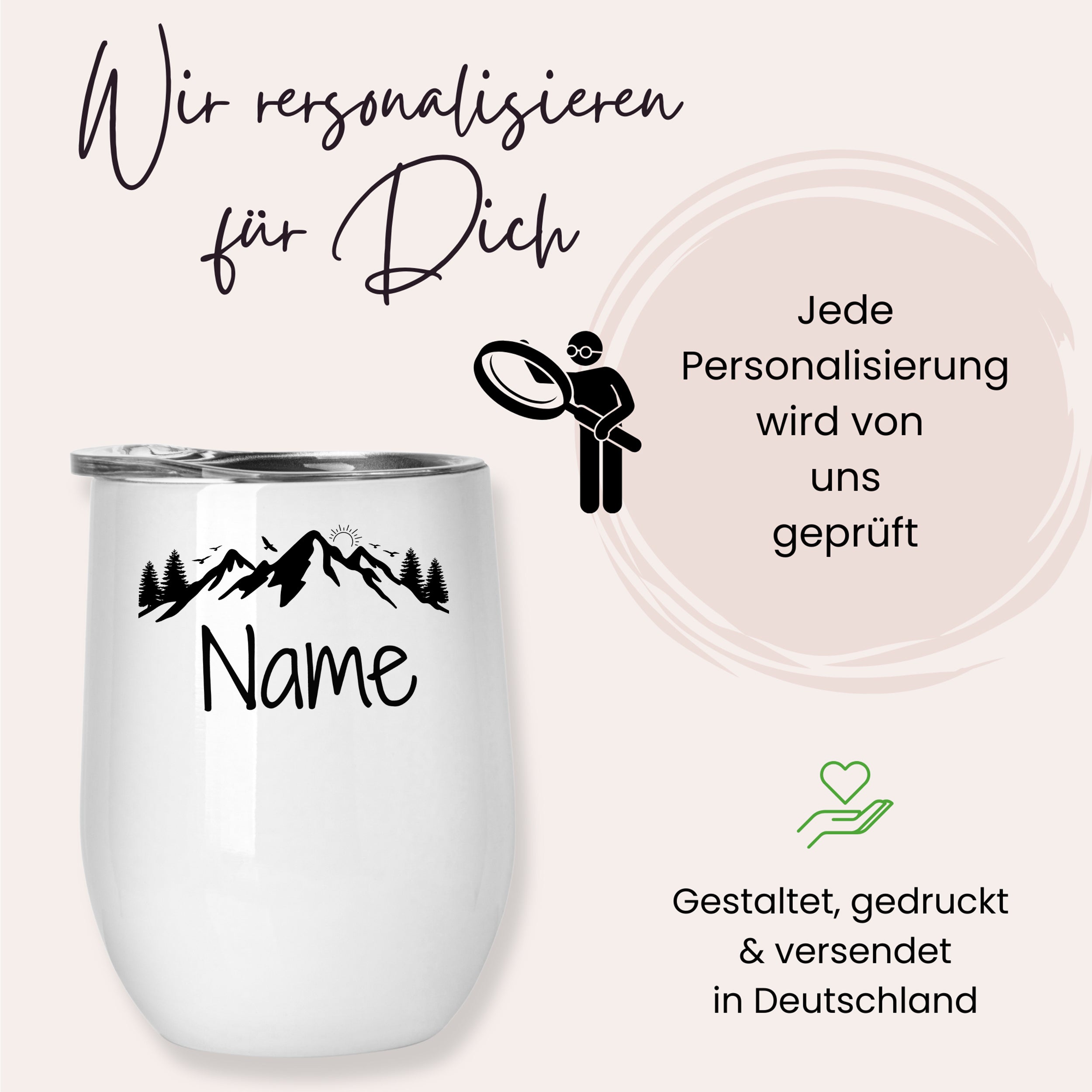 Weinbecher Set mit Bergmotiv