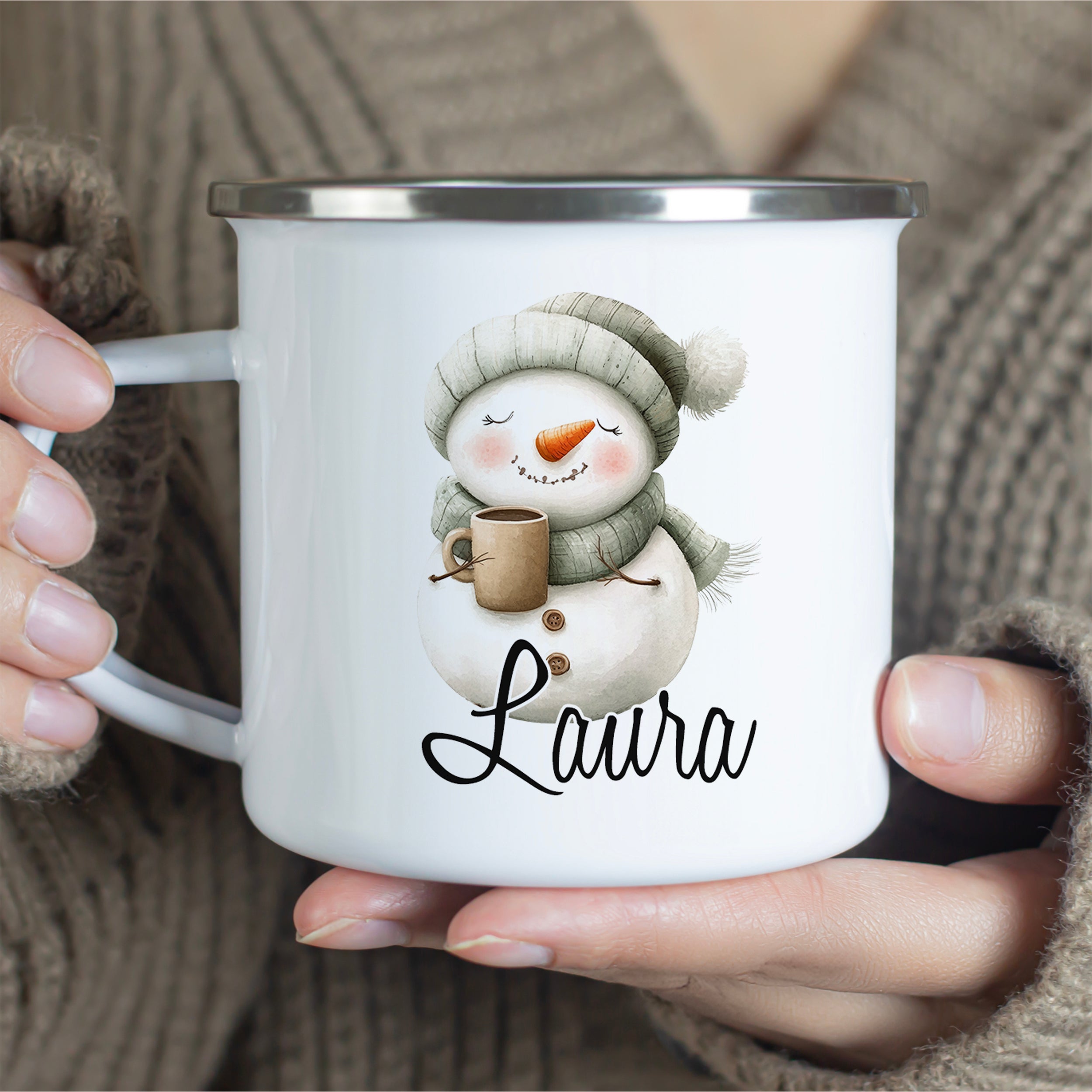 Emaille Becher Schneemann