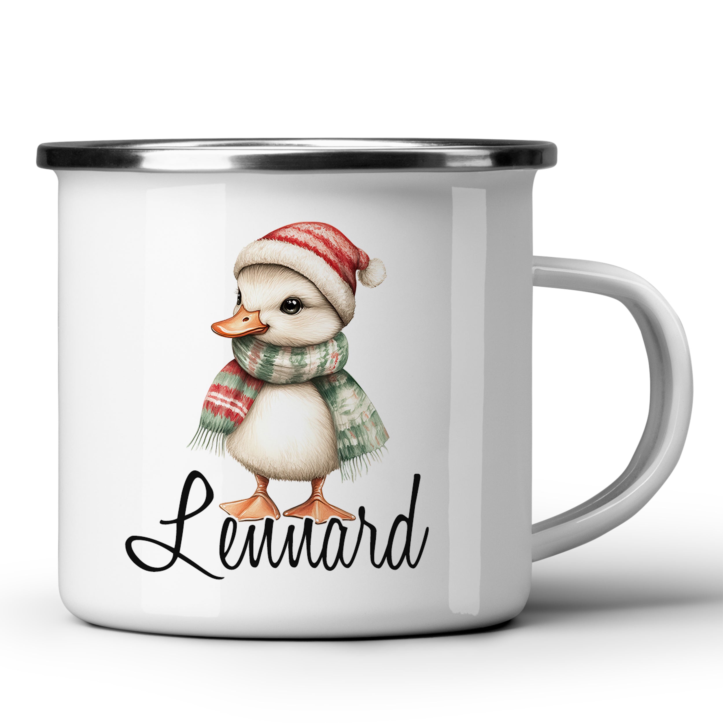 Emaille Becher mit Entchen-Motiv