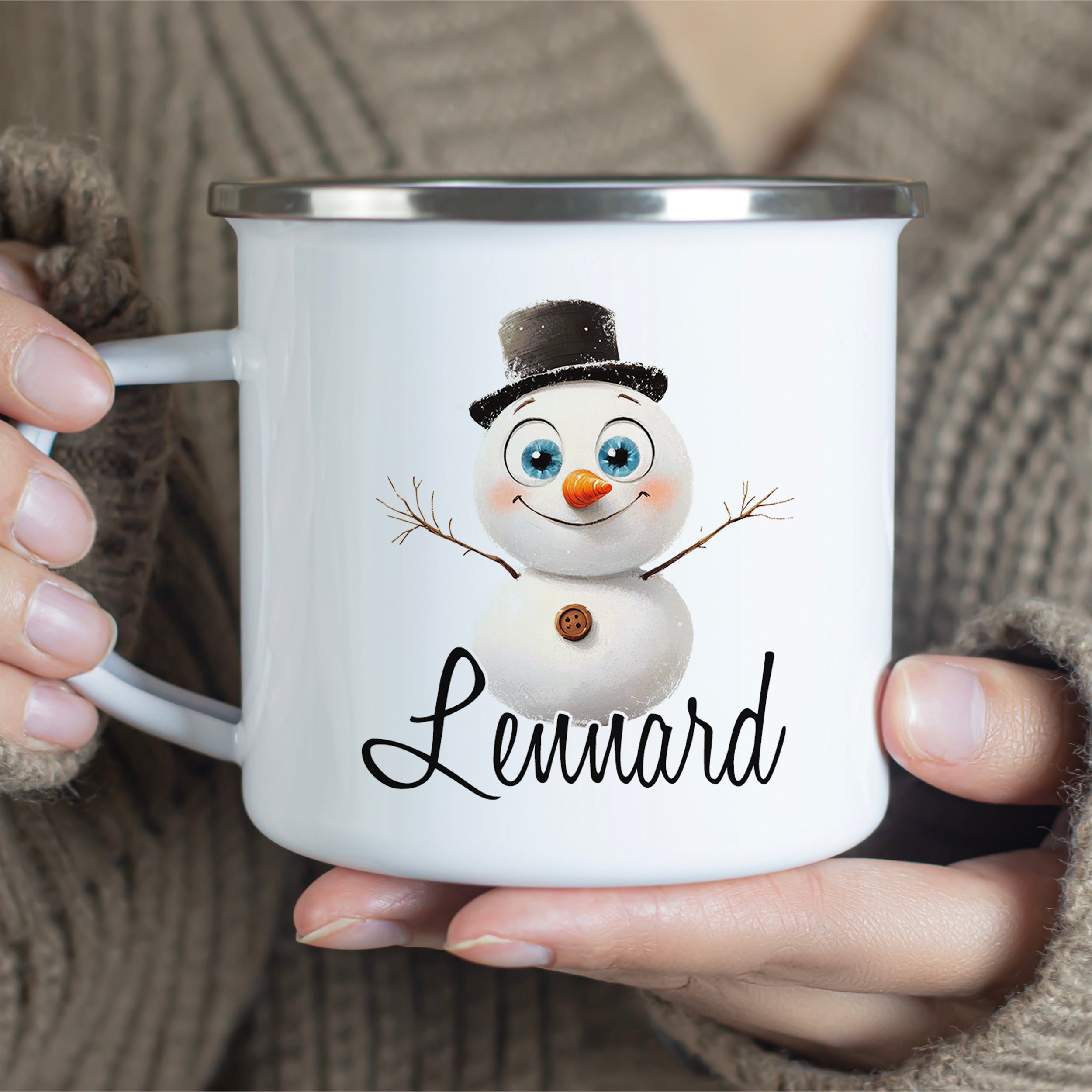 Emaille Becher Schneemann