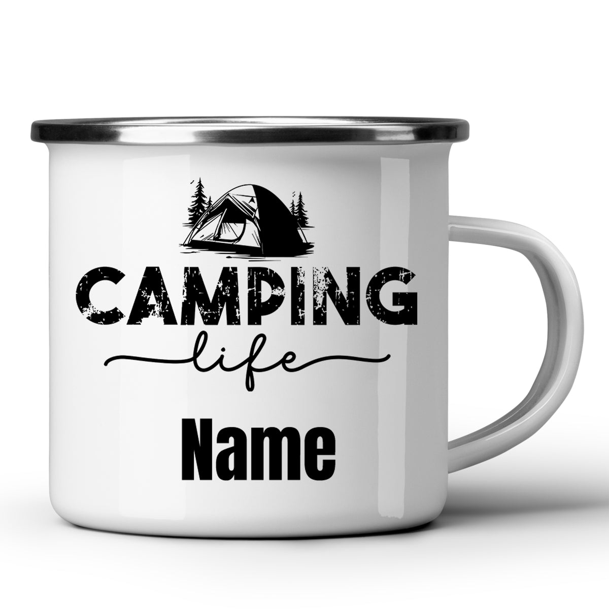 Emaille Becher Camping Life – Personalisierbar