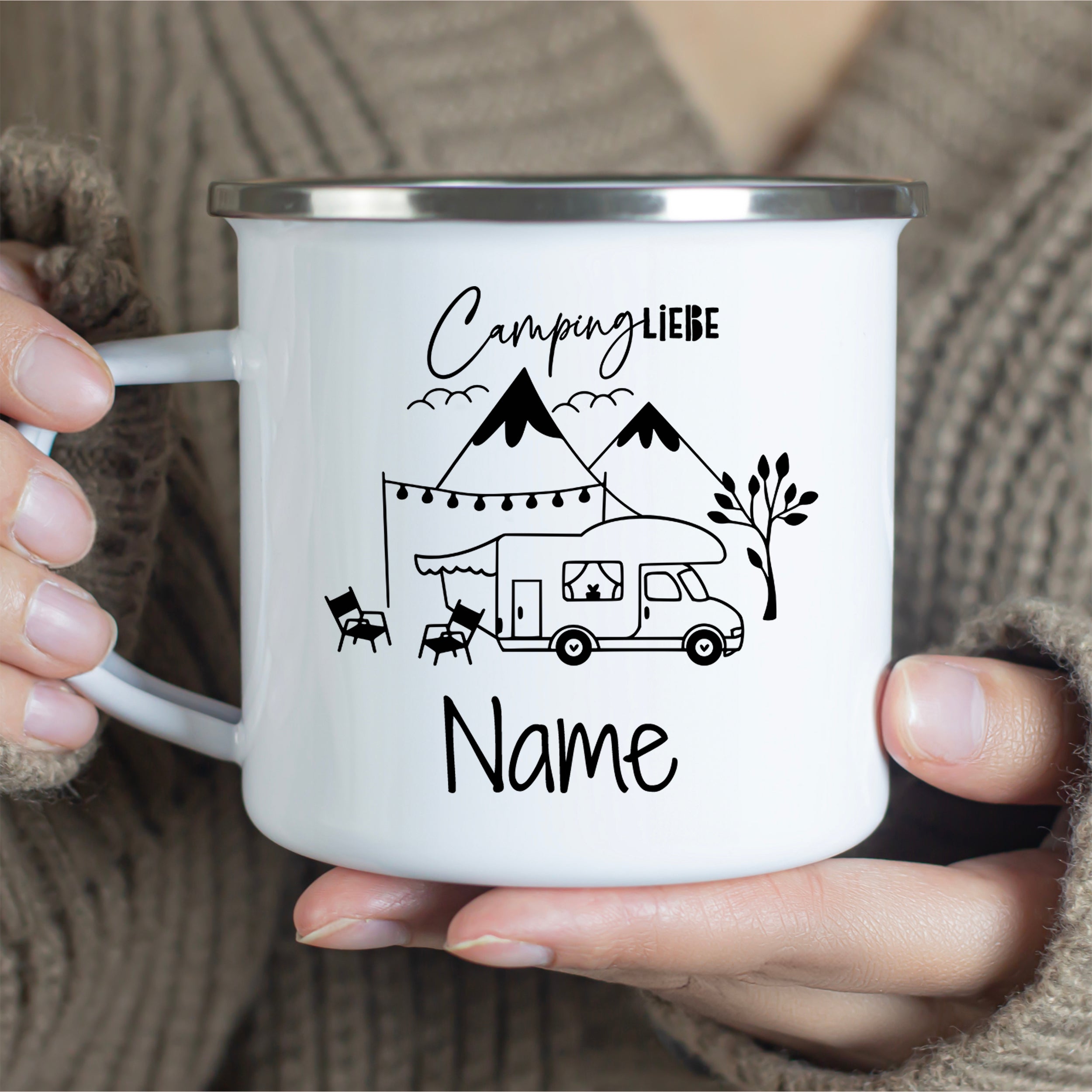 Emaille Becher Campingliebe