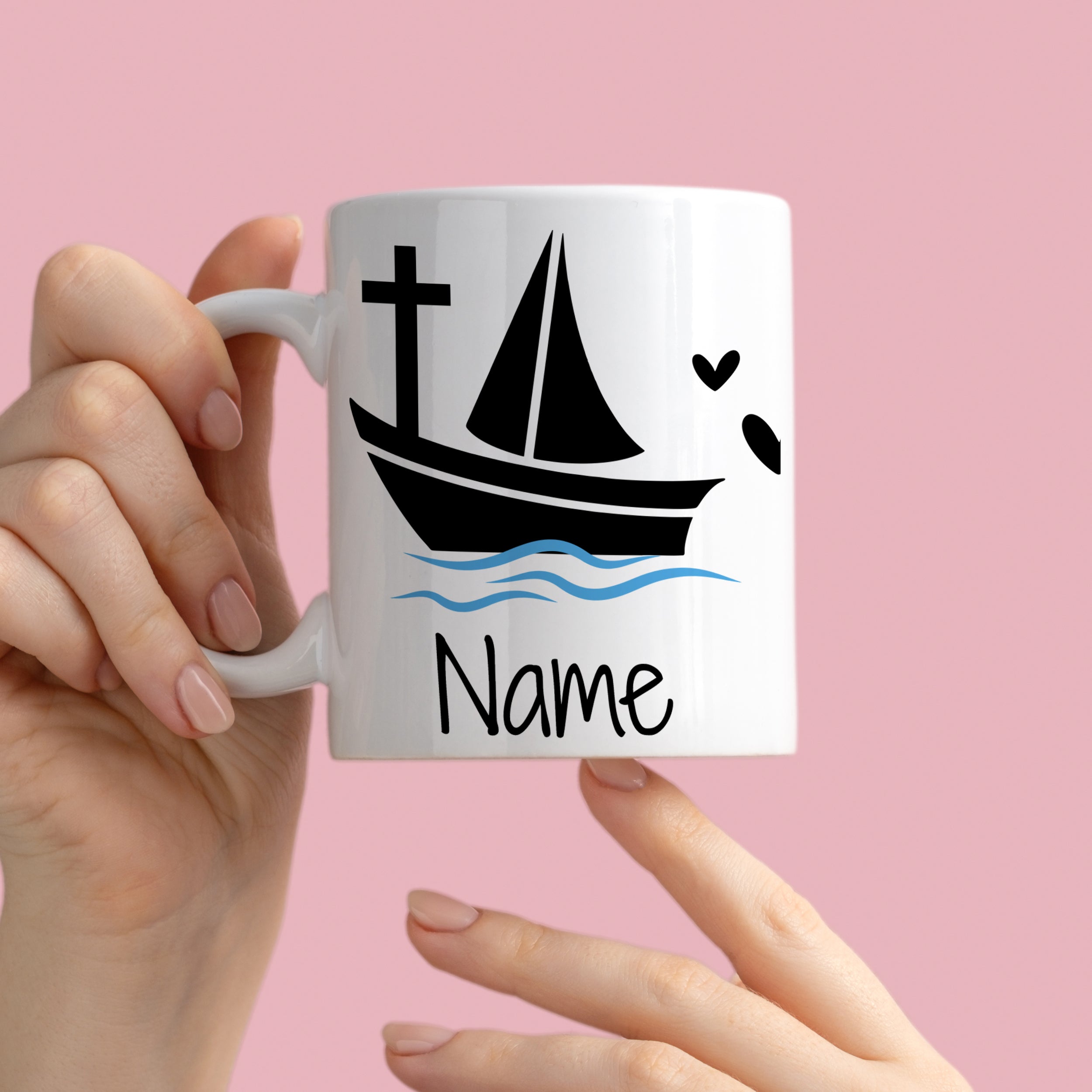 Tasse Segelboot zur Taufe