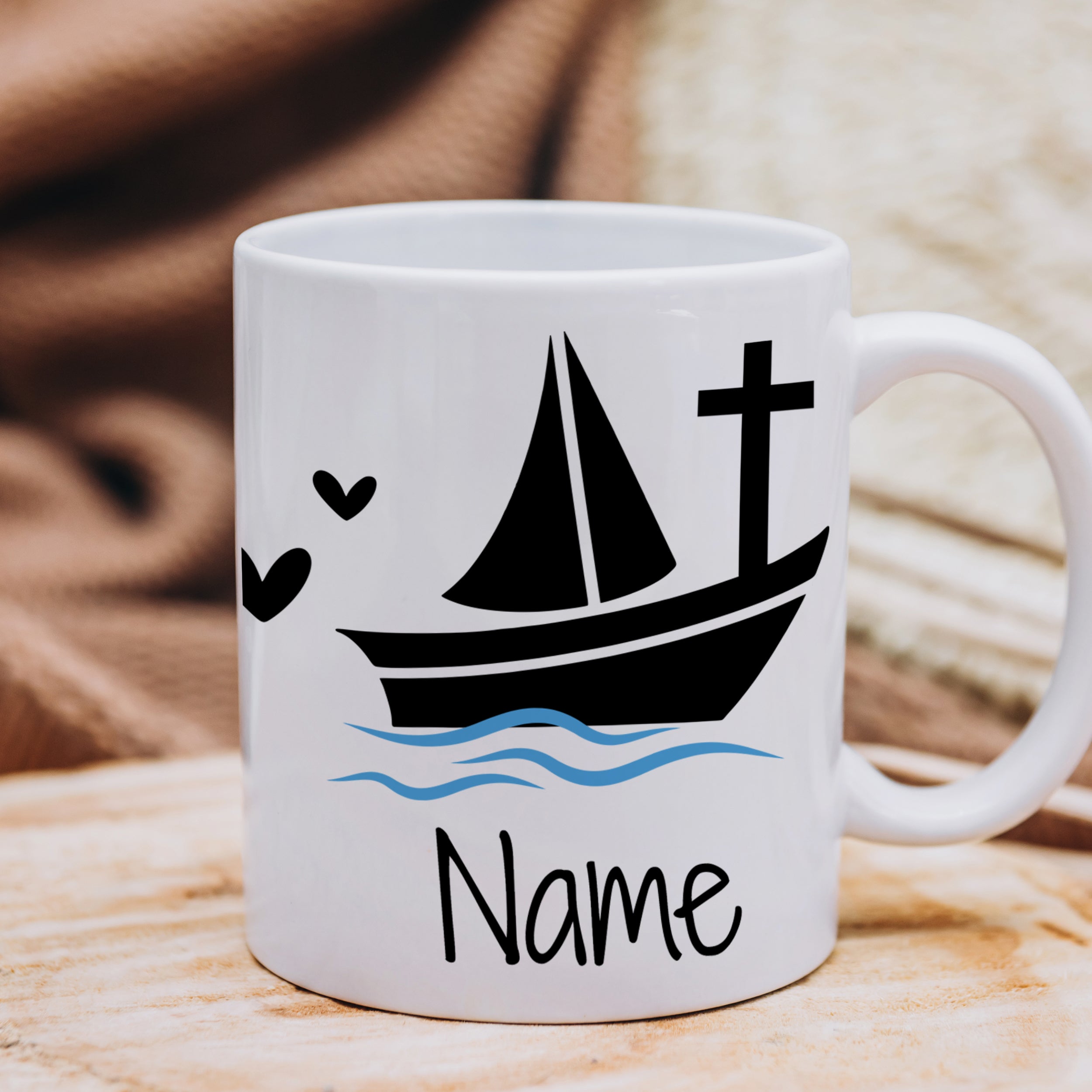 Tasse Segelboot zur Taufe