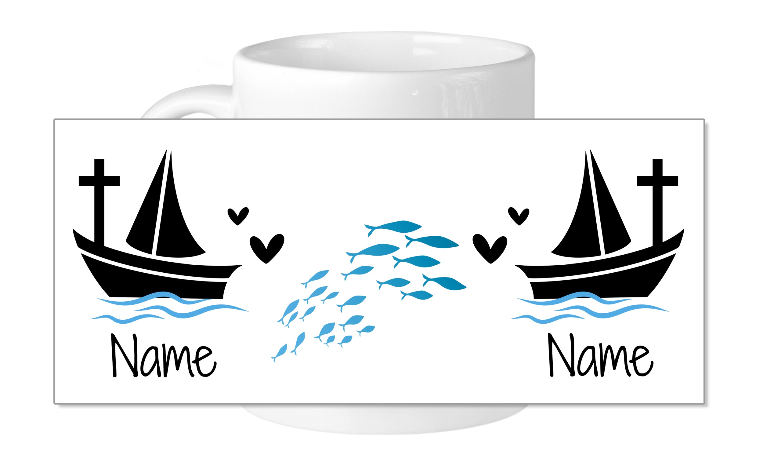 Tasse Segelboot zur Taufe
