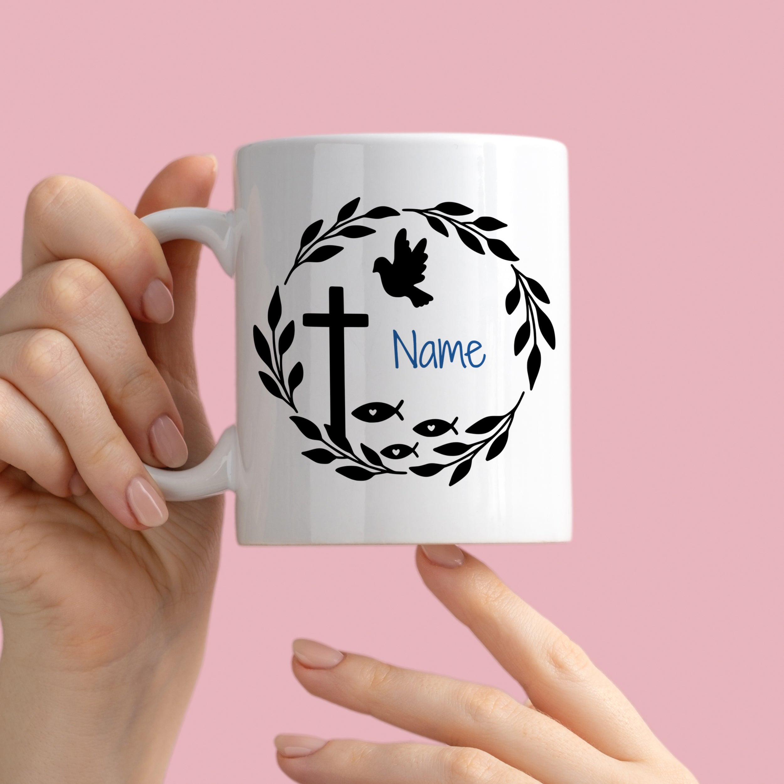 Tasse mit Taube und Kreuz - Ein Zeichen des Glaubens