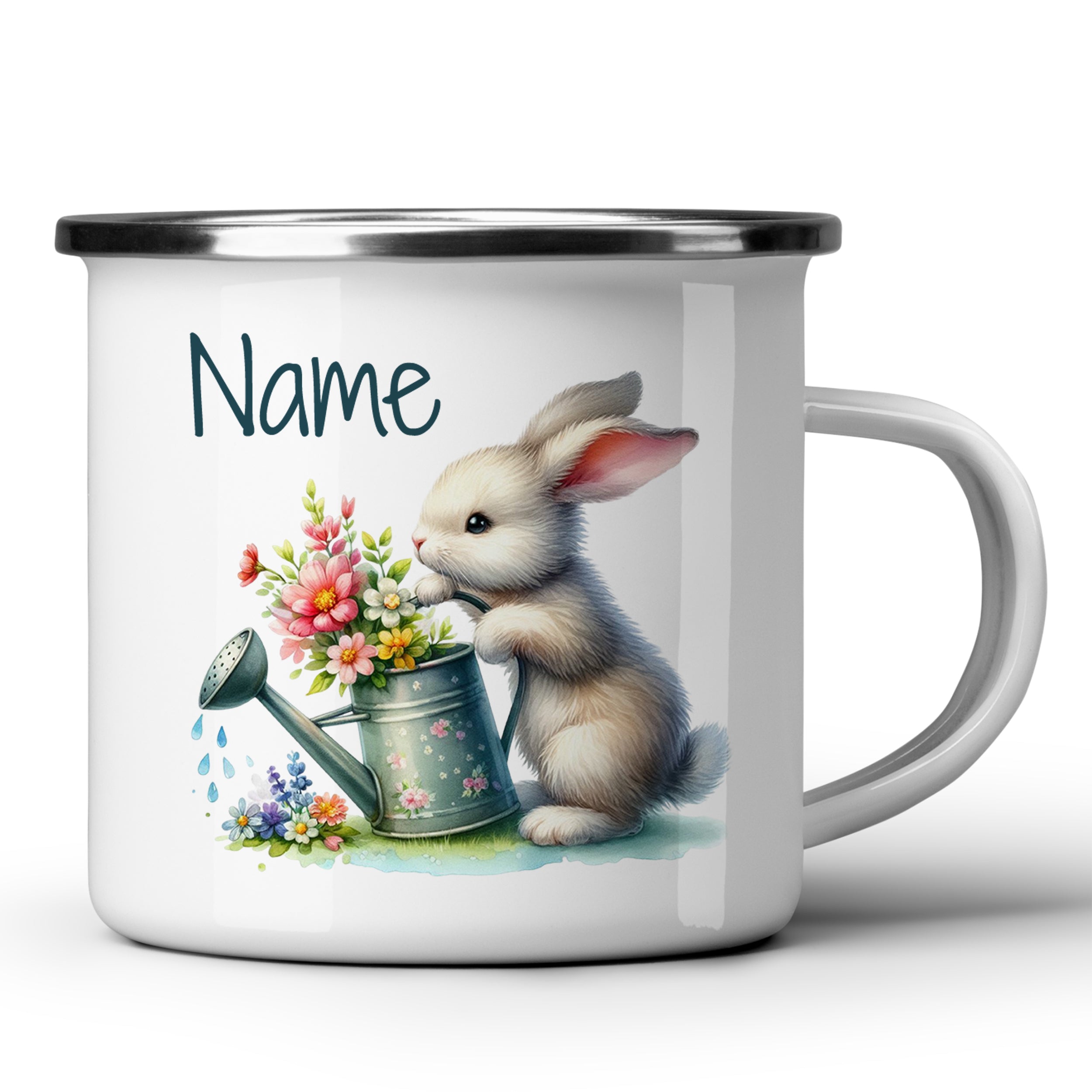 Emaille Becher mit Häschen