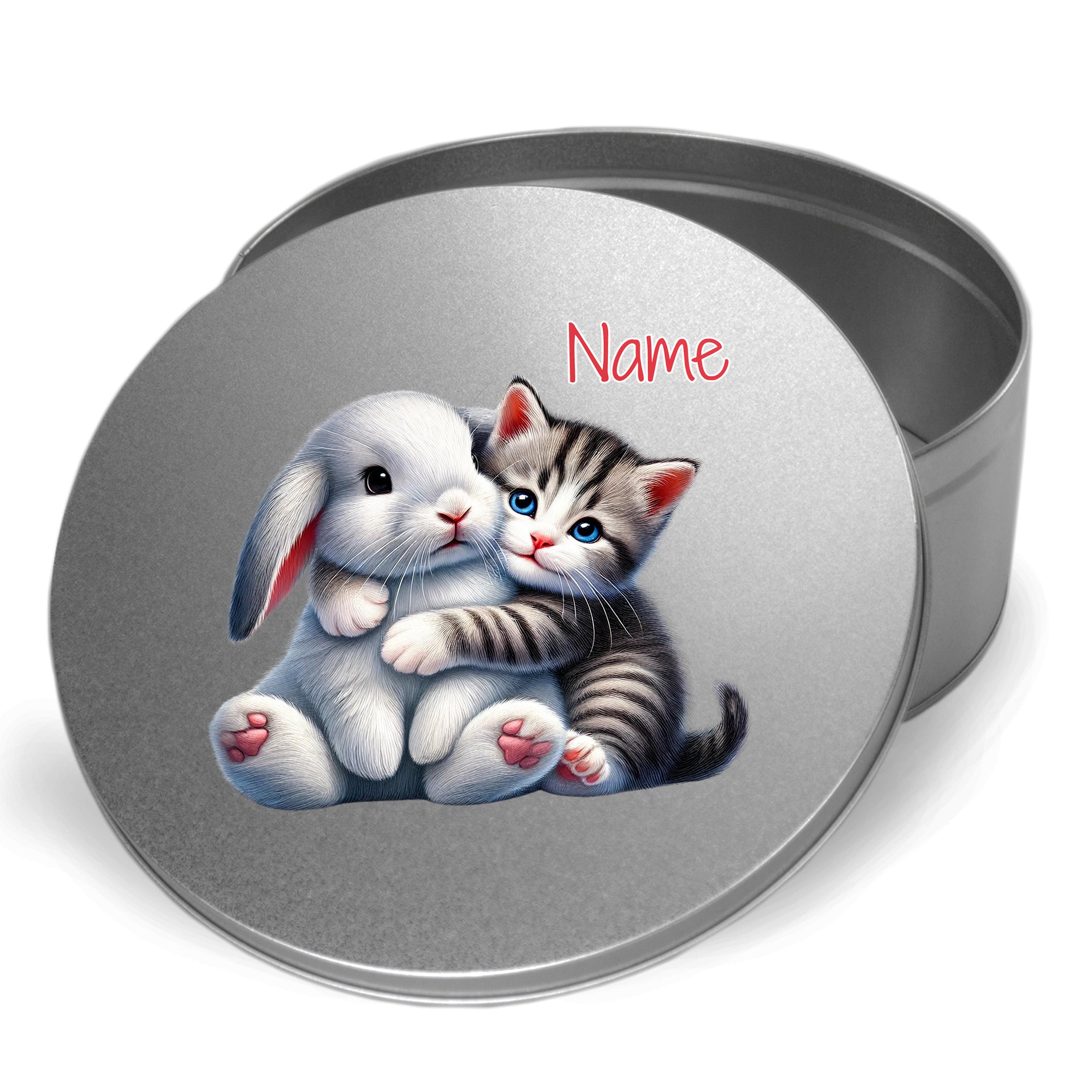 Keksdose mit Häschen und Kätzchen