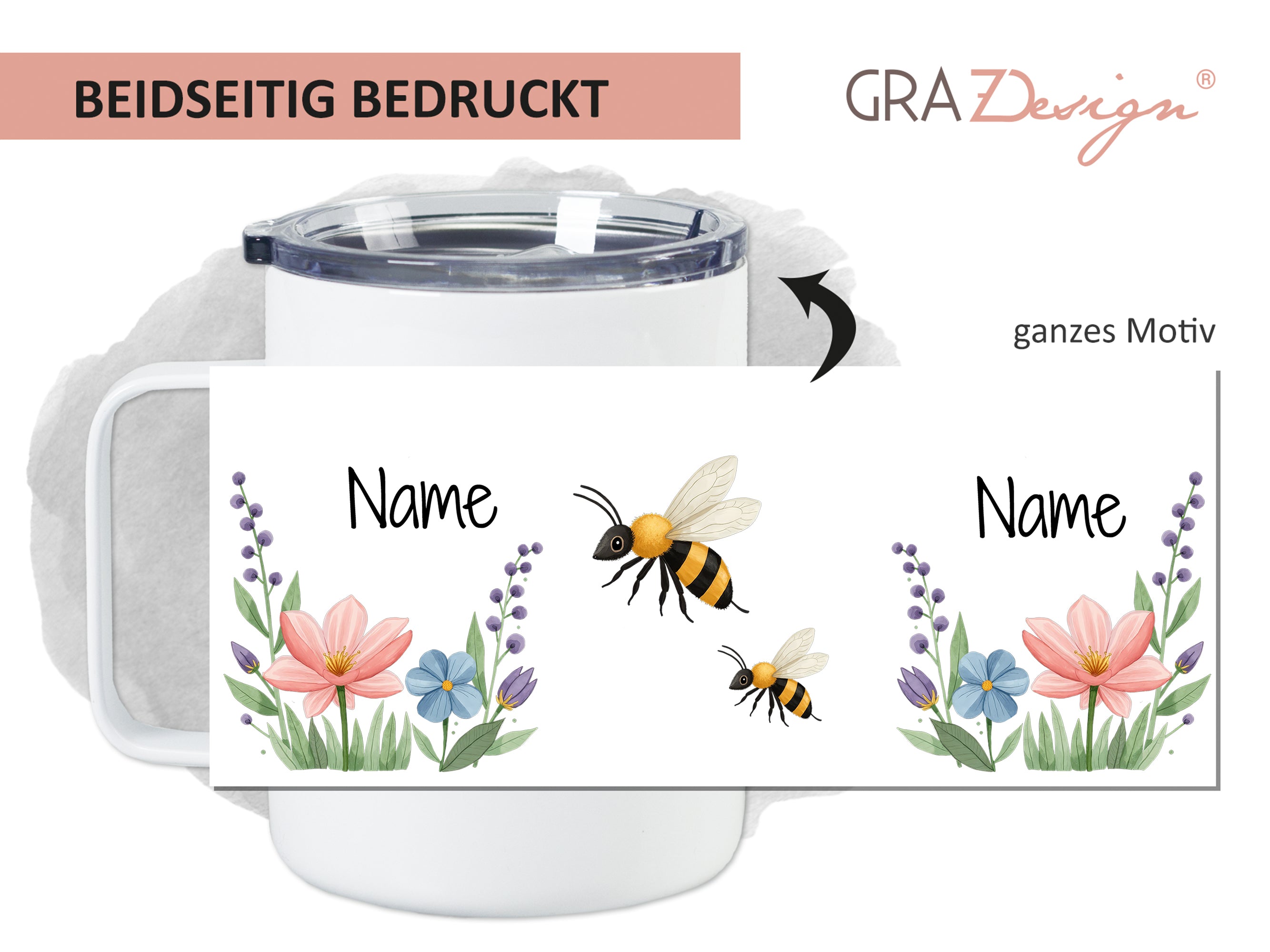 Wanderbecher mit Blumen - Für fröhliche Ausflüge