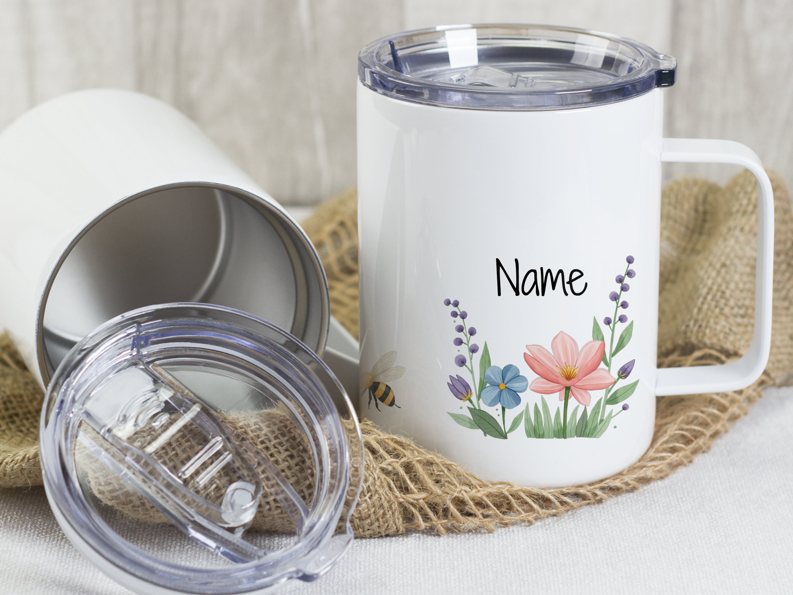 Wanderbecher mit Blumen - Für fröhliche Ausflüge