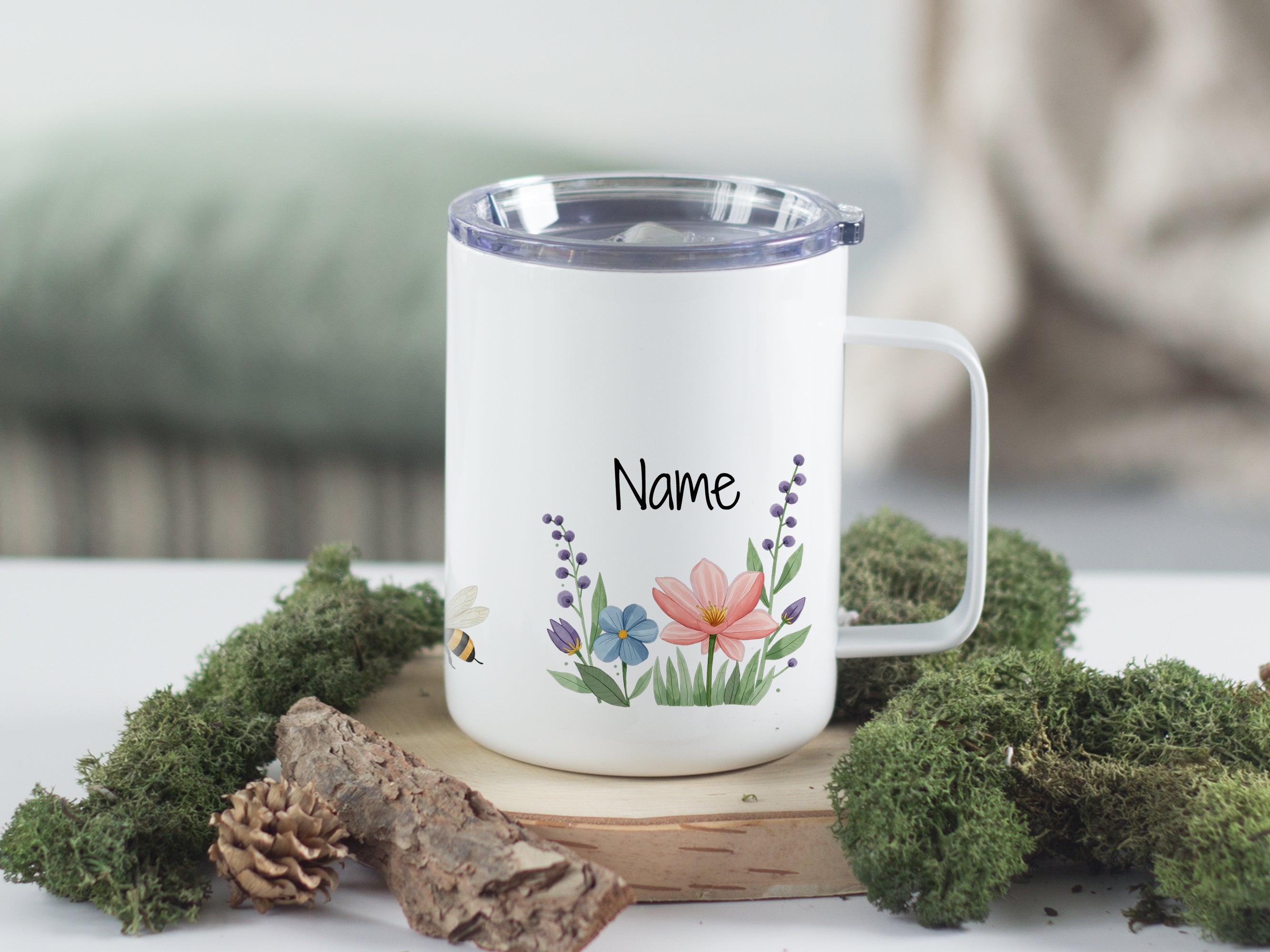 Wanderbecher mit Blumen - Für fröhliche Ausflüge