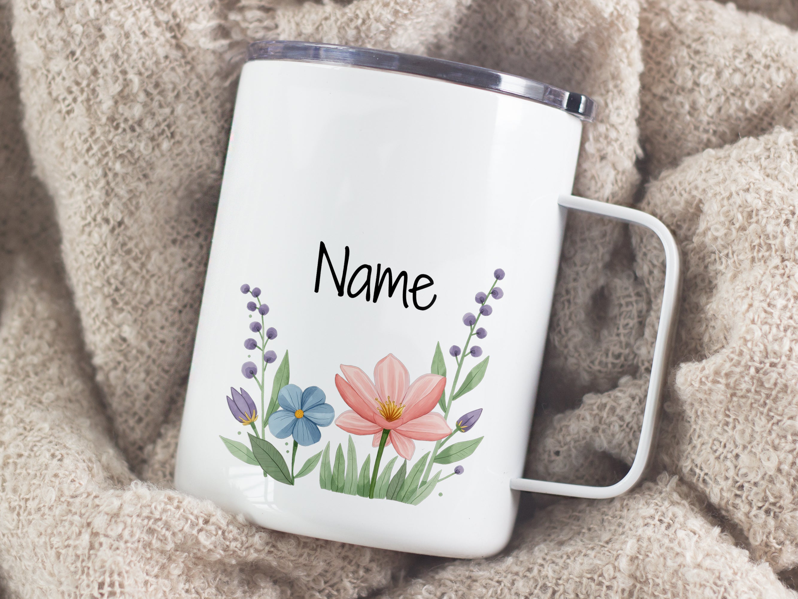 Wanderbecher mit Blumen - Für fröhliche Ausflüge