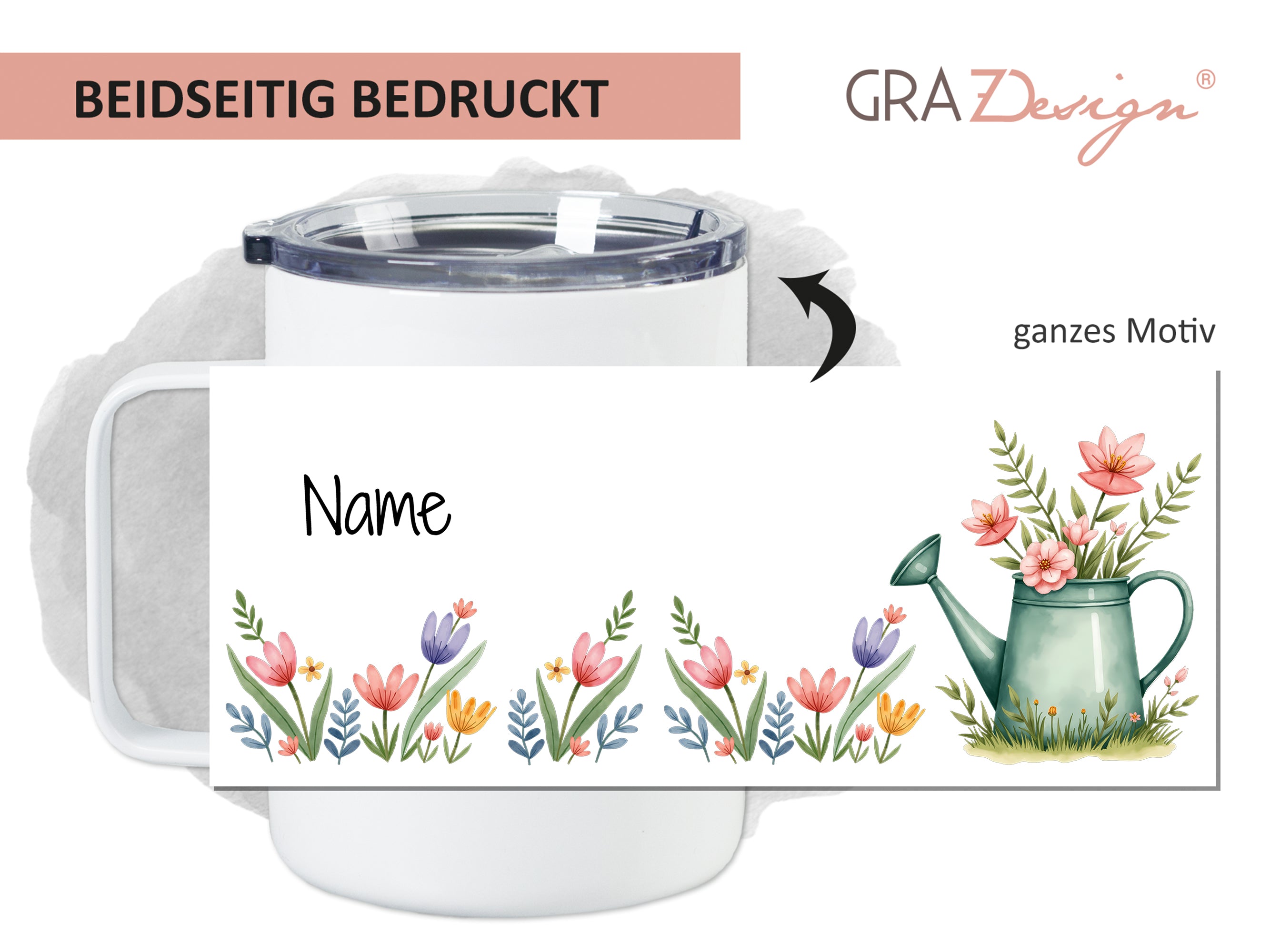 Wanderbecher mit Blumenmotiv - Deine persönliche Auszeit