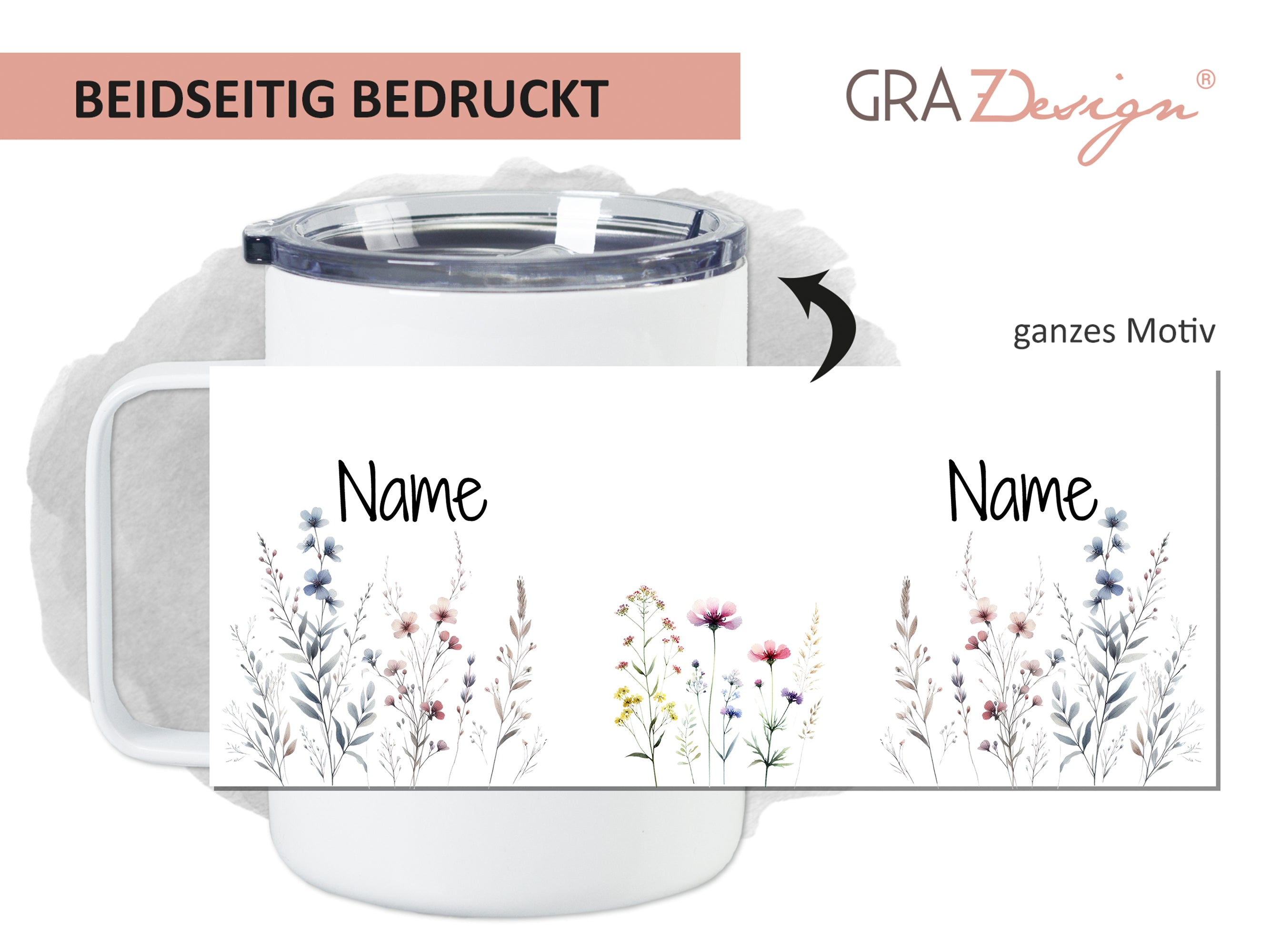 Wanderbecher mit Blumenmotiv - Für deine persönlichen Abenteuer