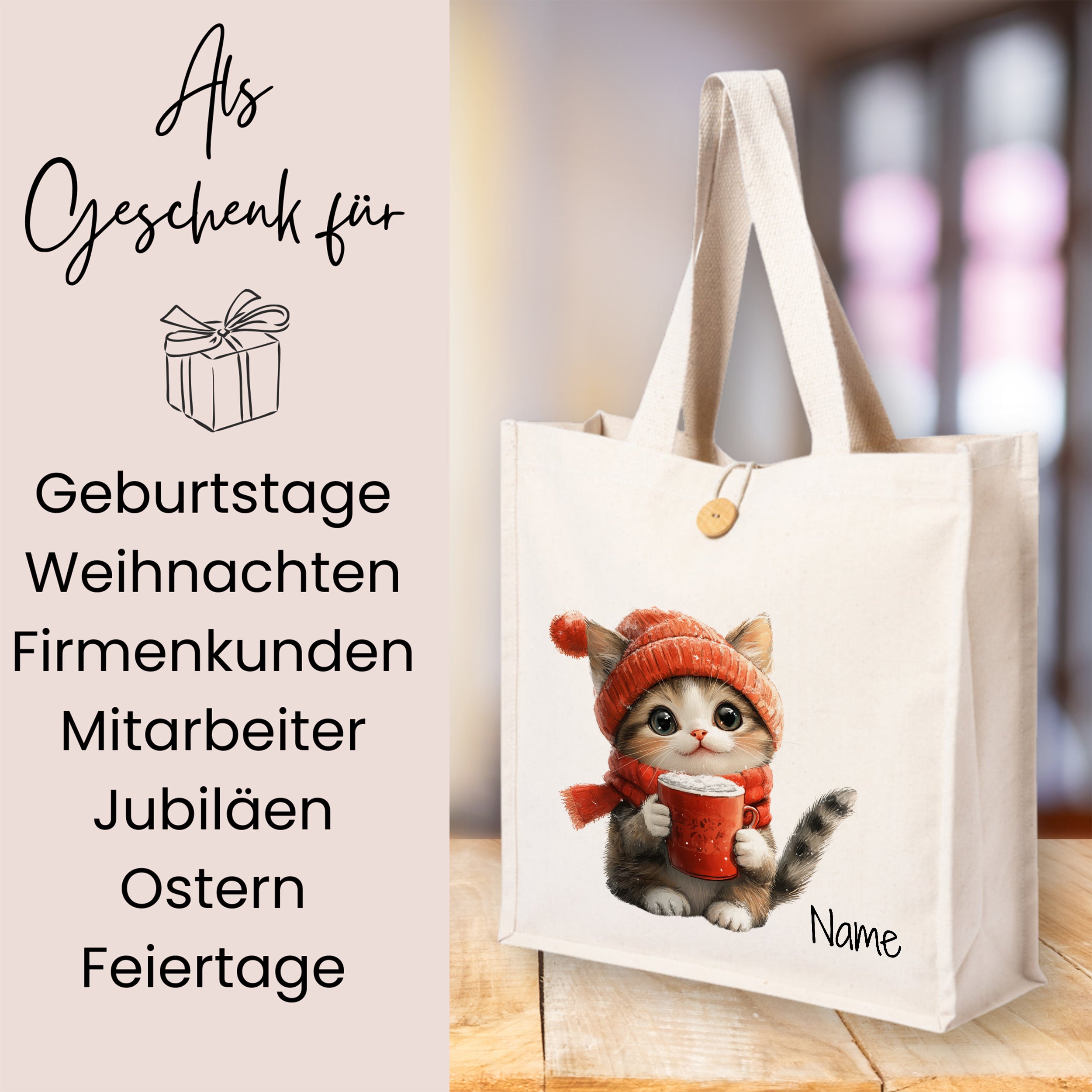 Tasche Katze mit Tasse