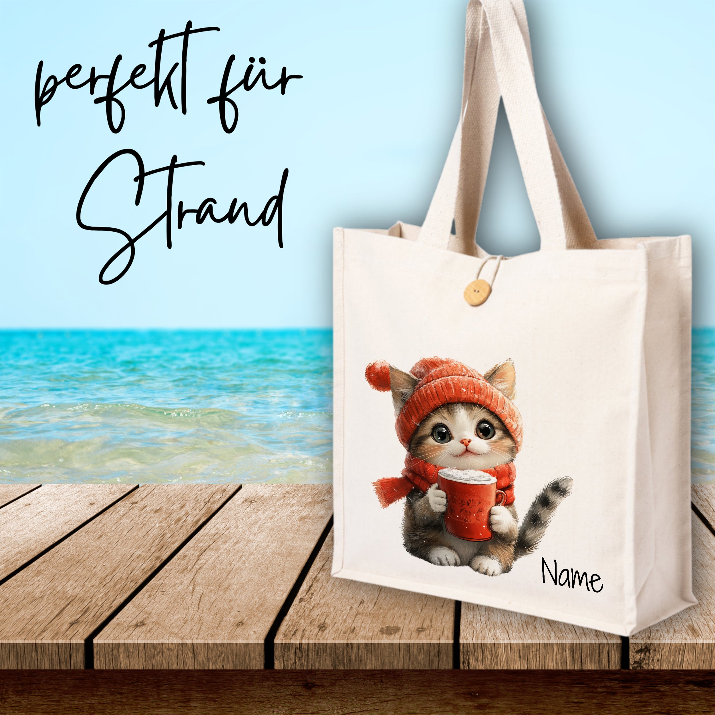 Tasche Katze mit Tasse