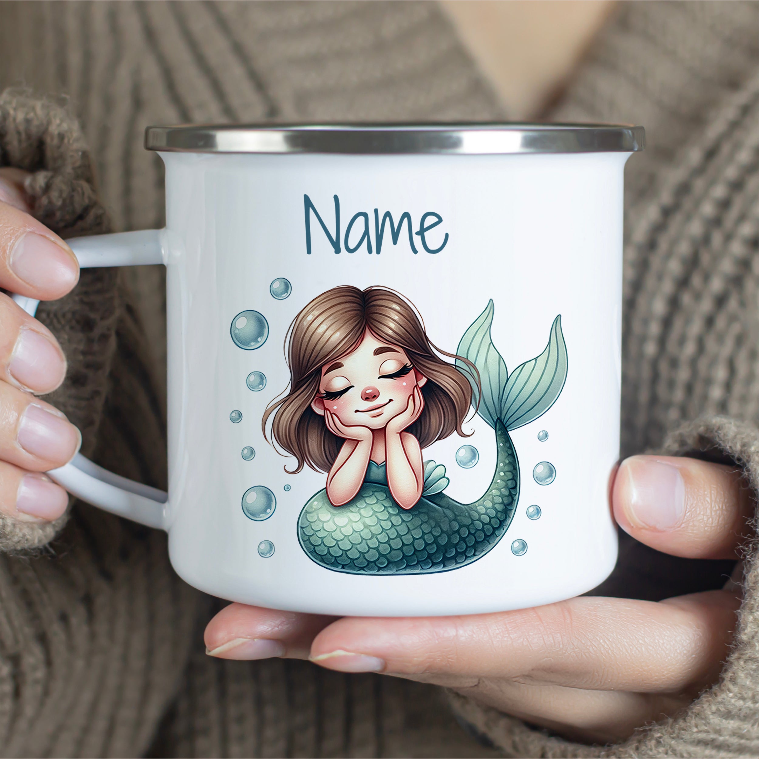 Emaille Becher Meerjungfrau