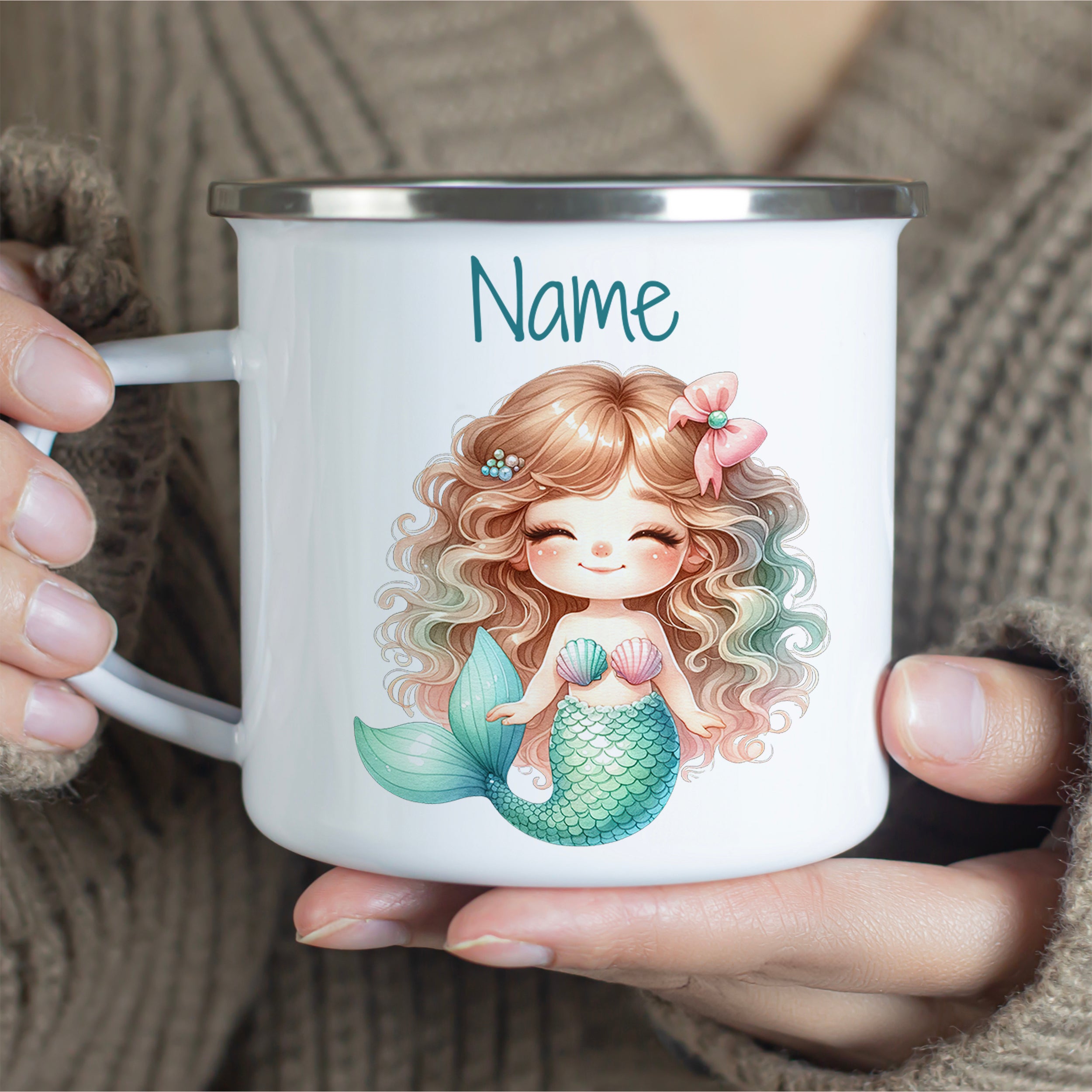 Emaille Becher Meerjungfrau