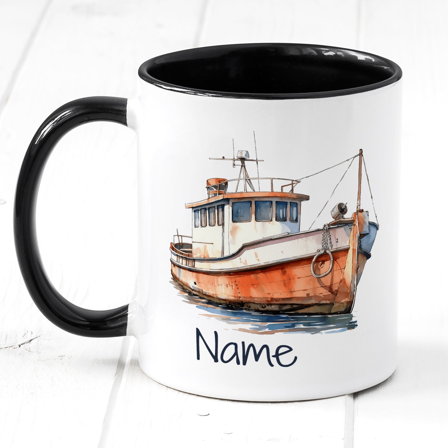 Tasse mit Fischerboot