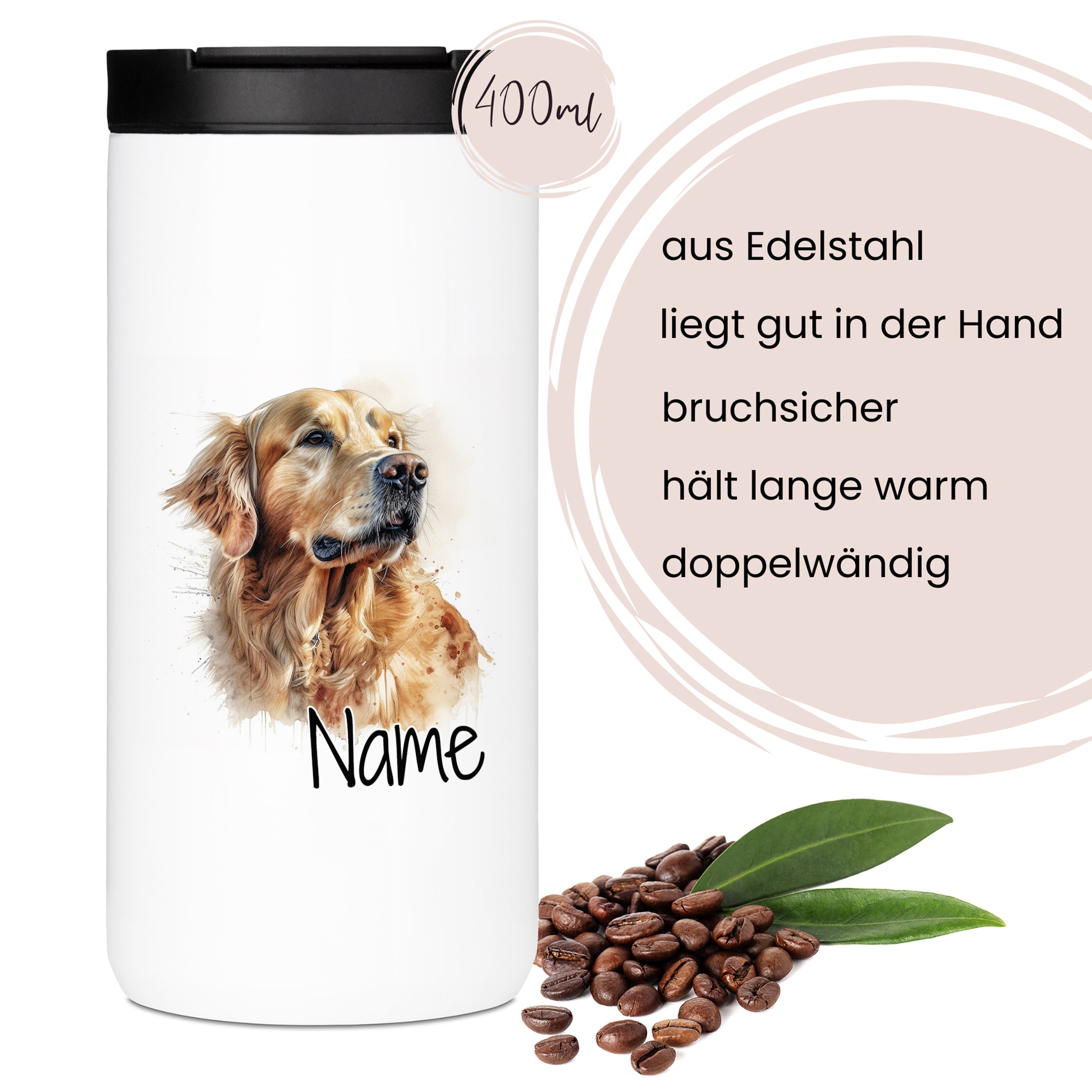 Kaffeebecher mit Golden Retriever