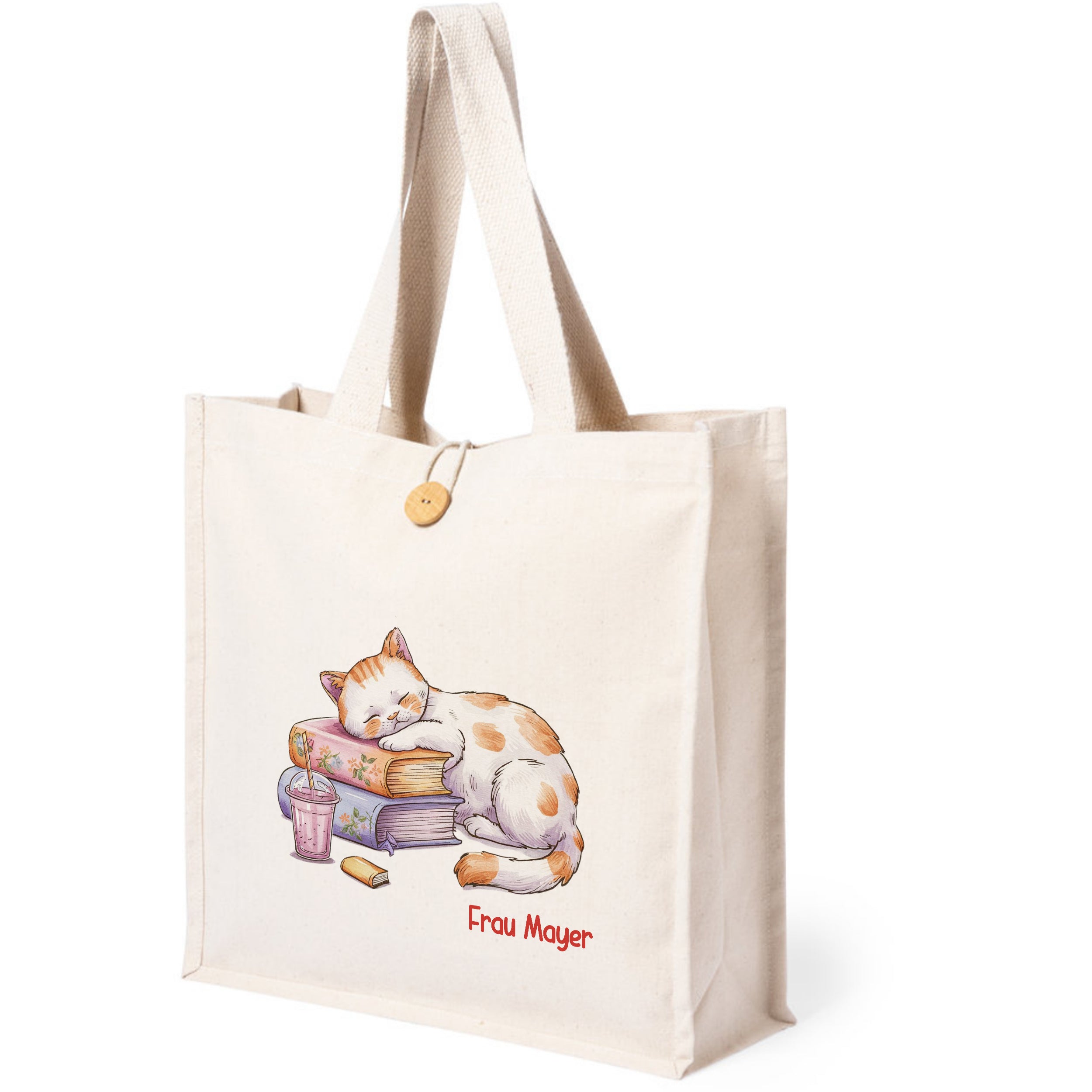 Tasche Knopf mit schlafender Katze