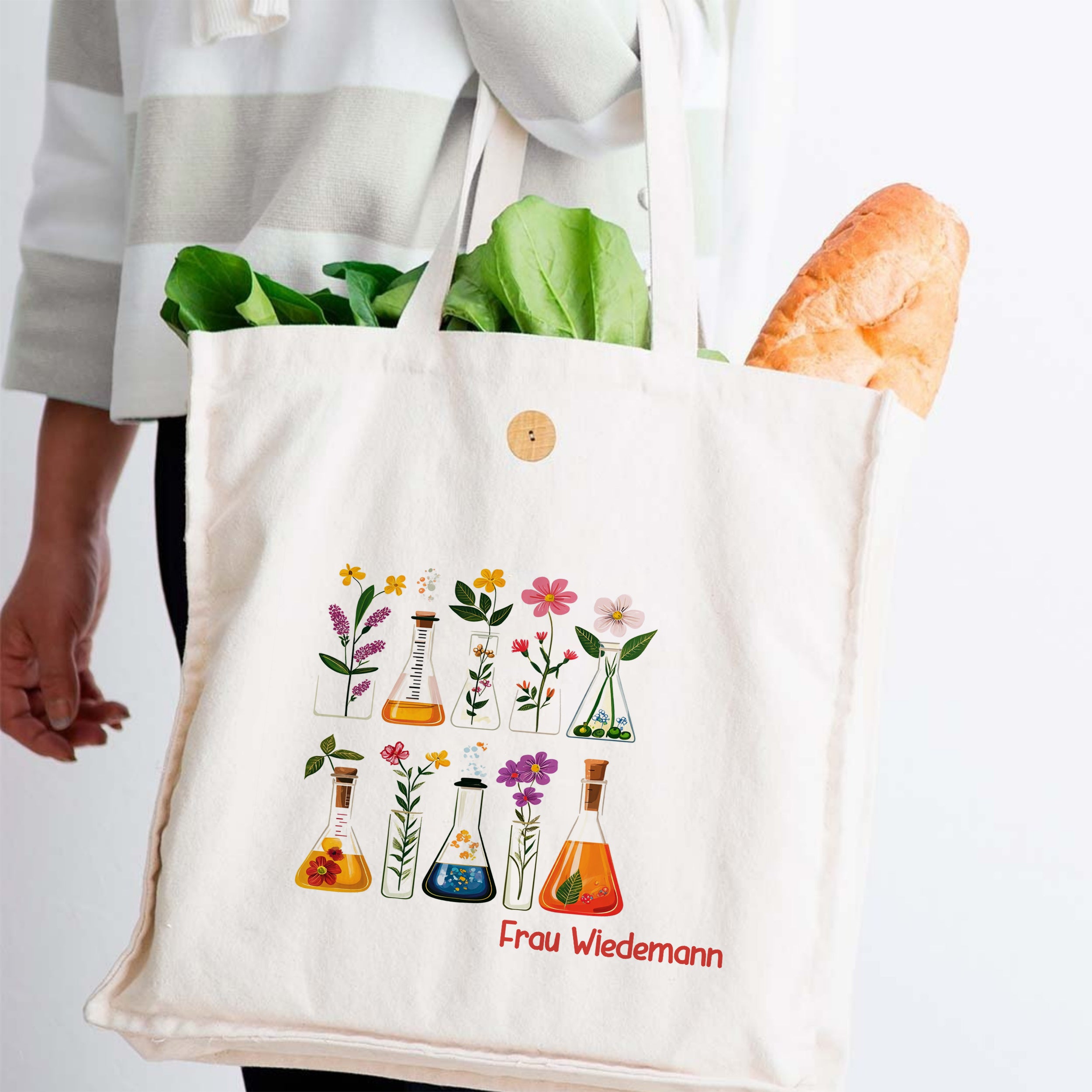 Tasche Knopf mit Blumenmotiv