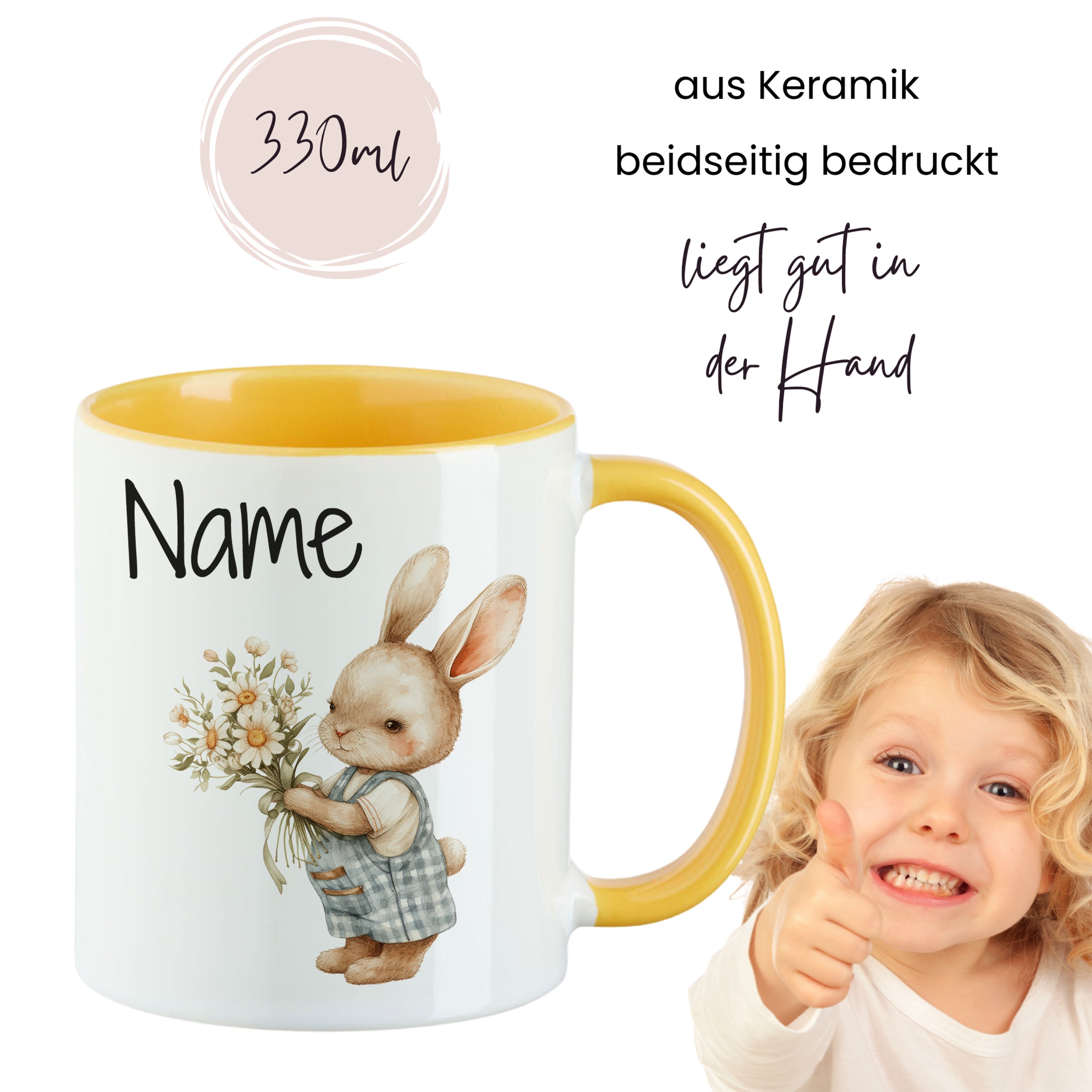 Tasse Hase mit Blumen